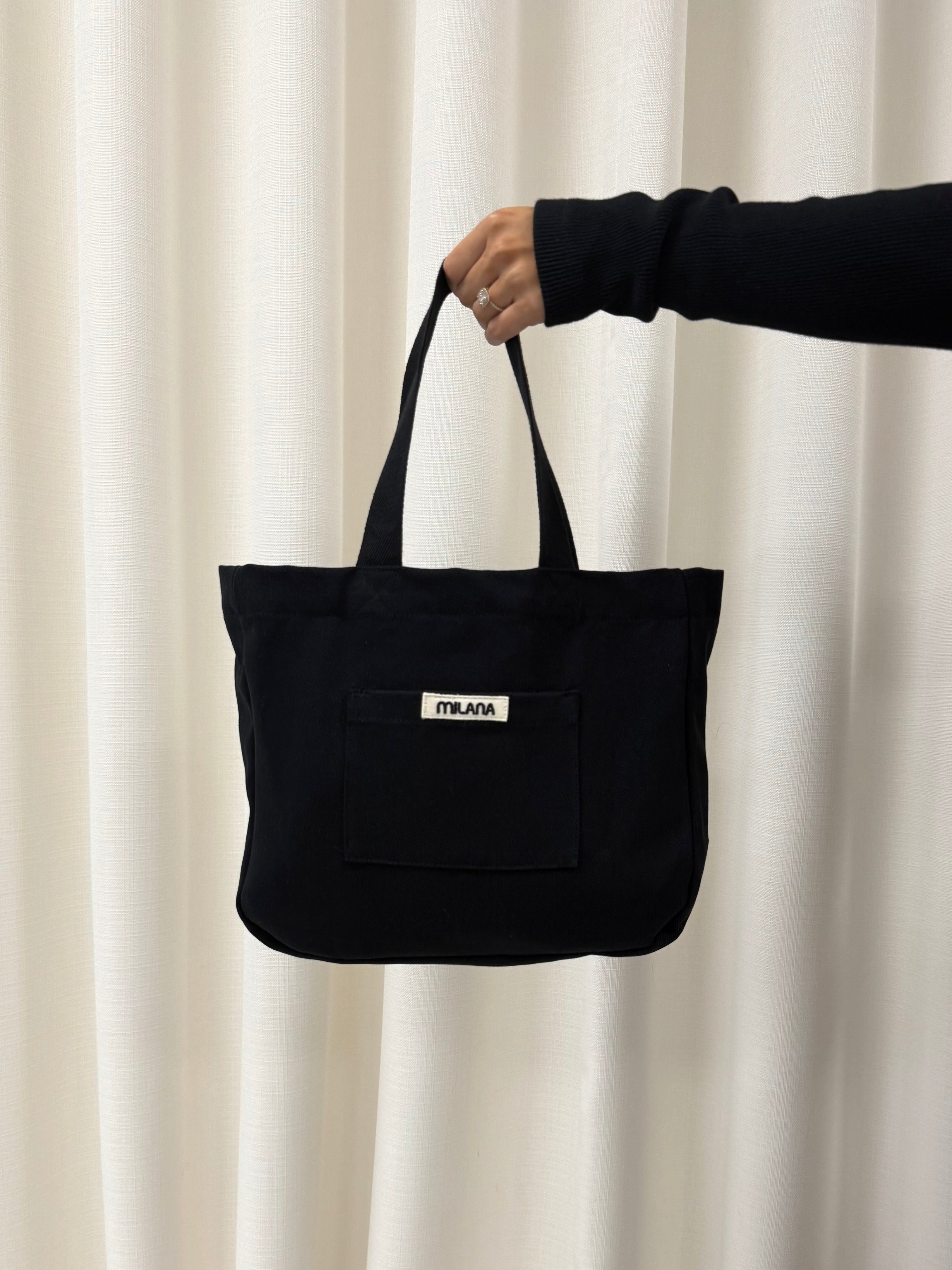 Black Core Mini Pocket Tote Bag.