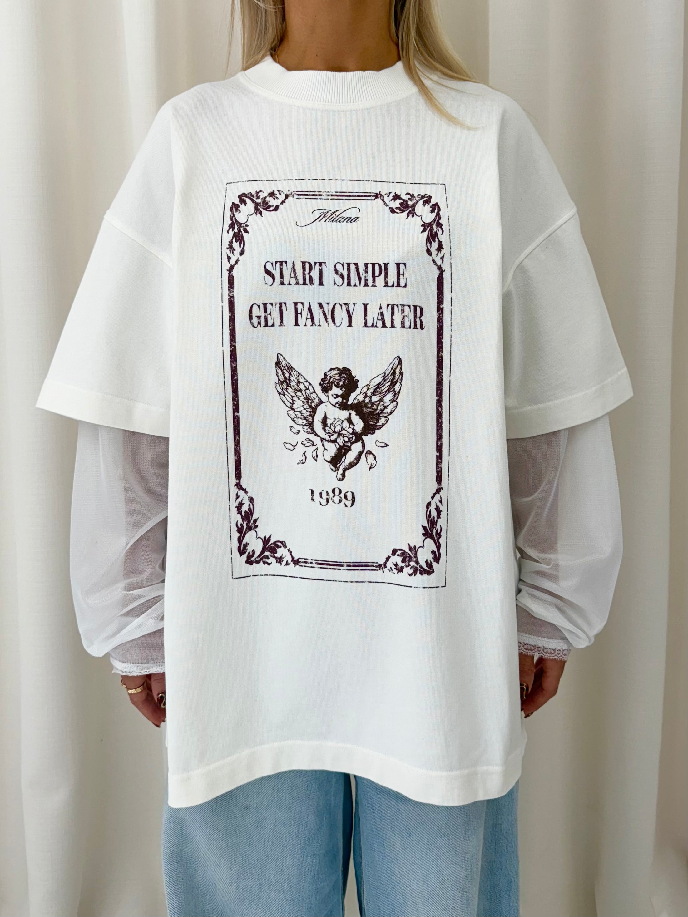 Off White Cherub Stamp Mesh Heavyweight Long Sleeve.