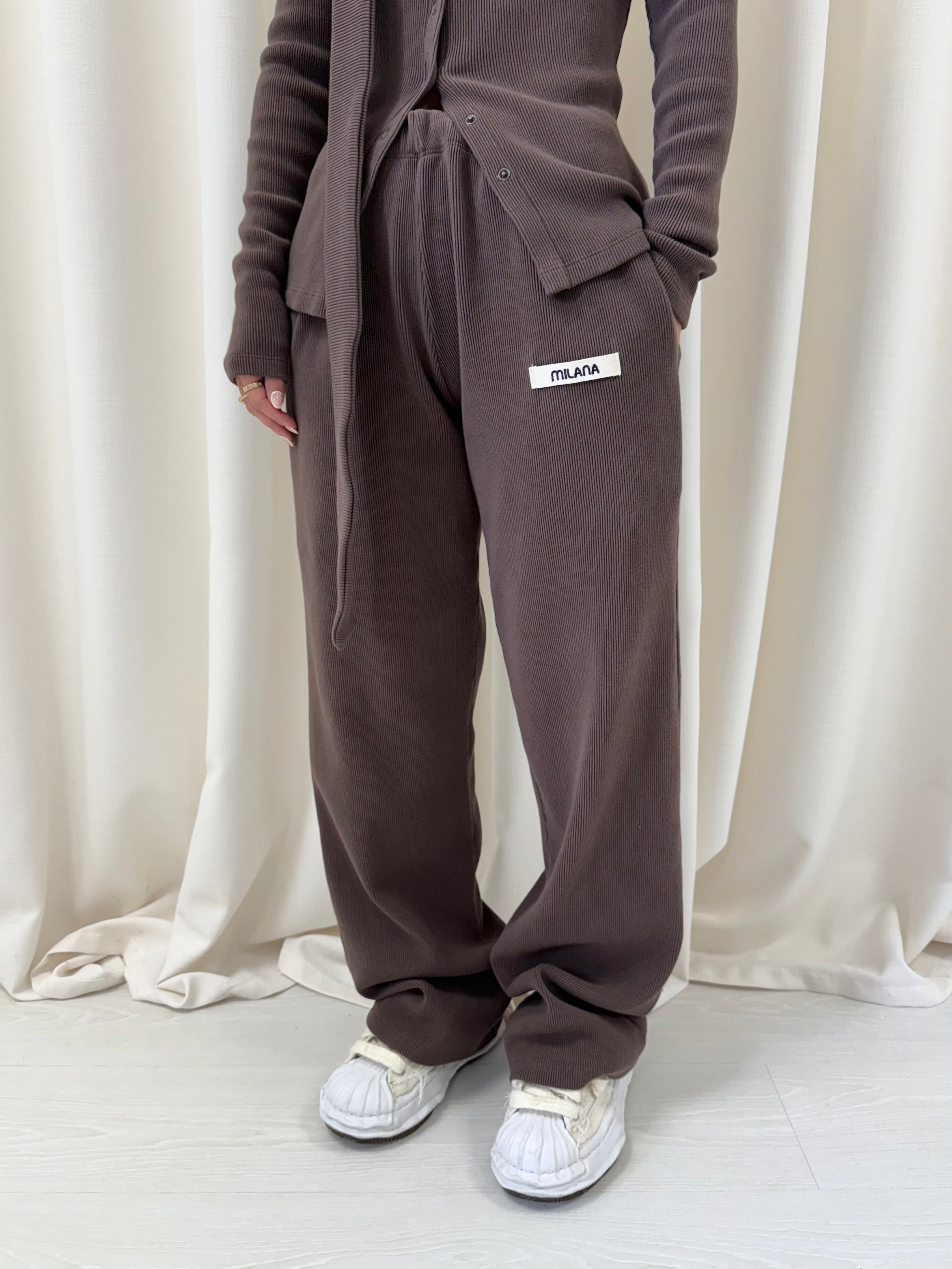 Chocolate Brown Core Soft Rib Sweatpants.