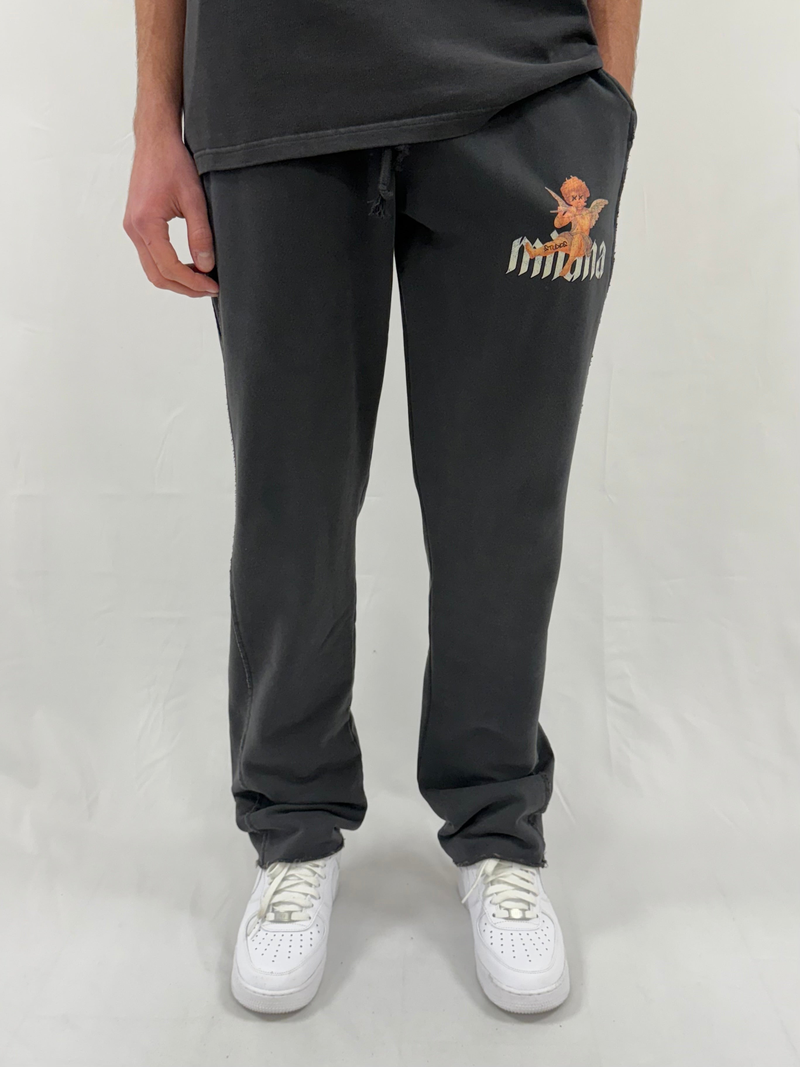 Washed Black Cherub Heavyweight Relaxed Sweatpants.