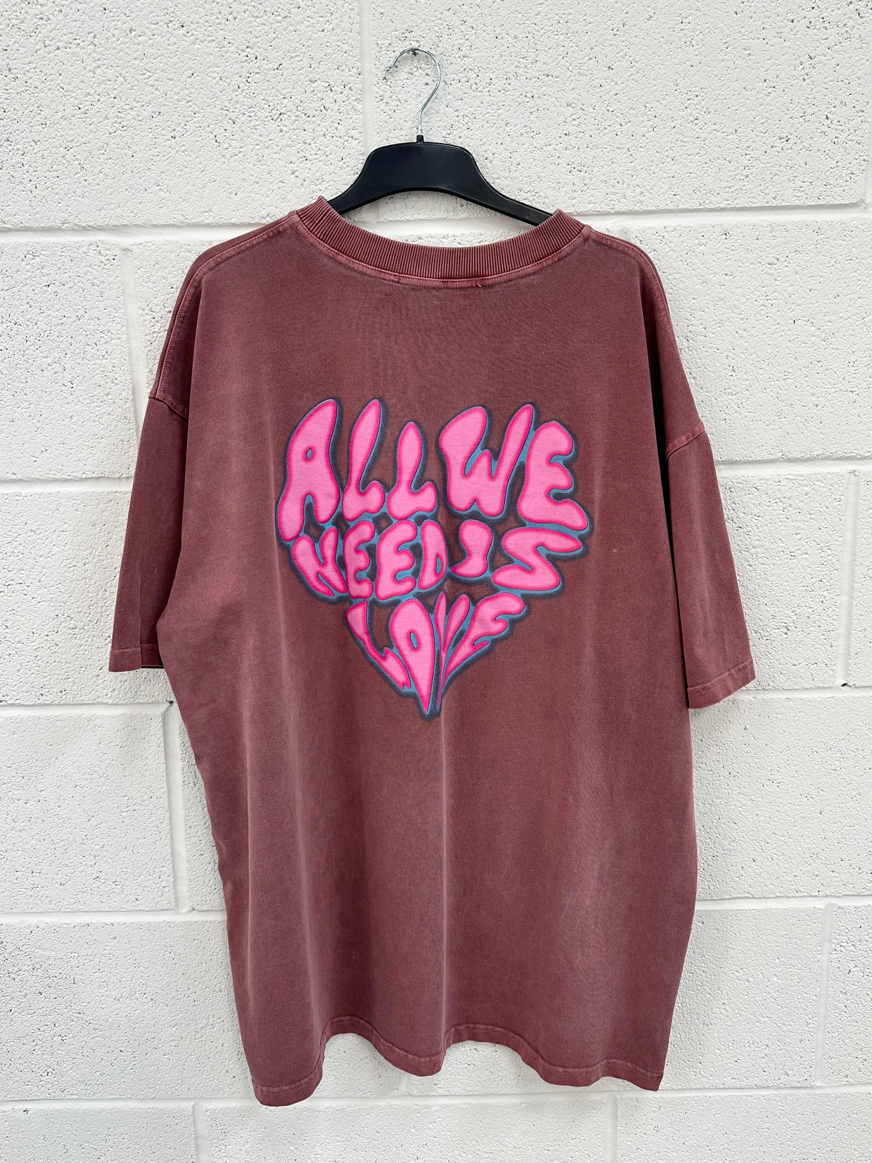 #H9 Washed Burgundy Balloon Heavyweight T-shirt.