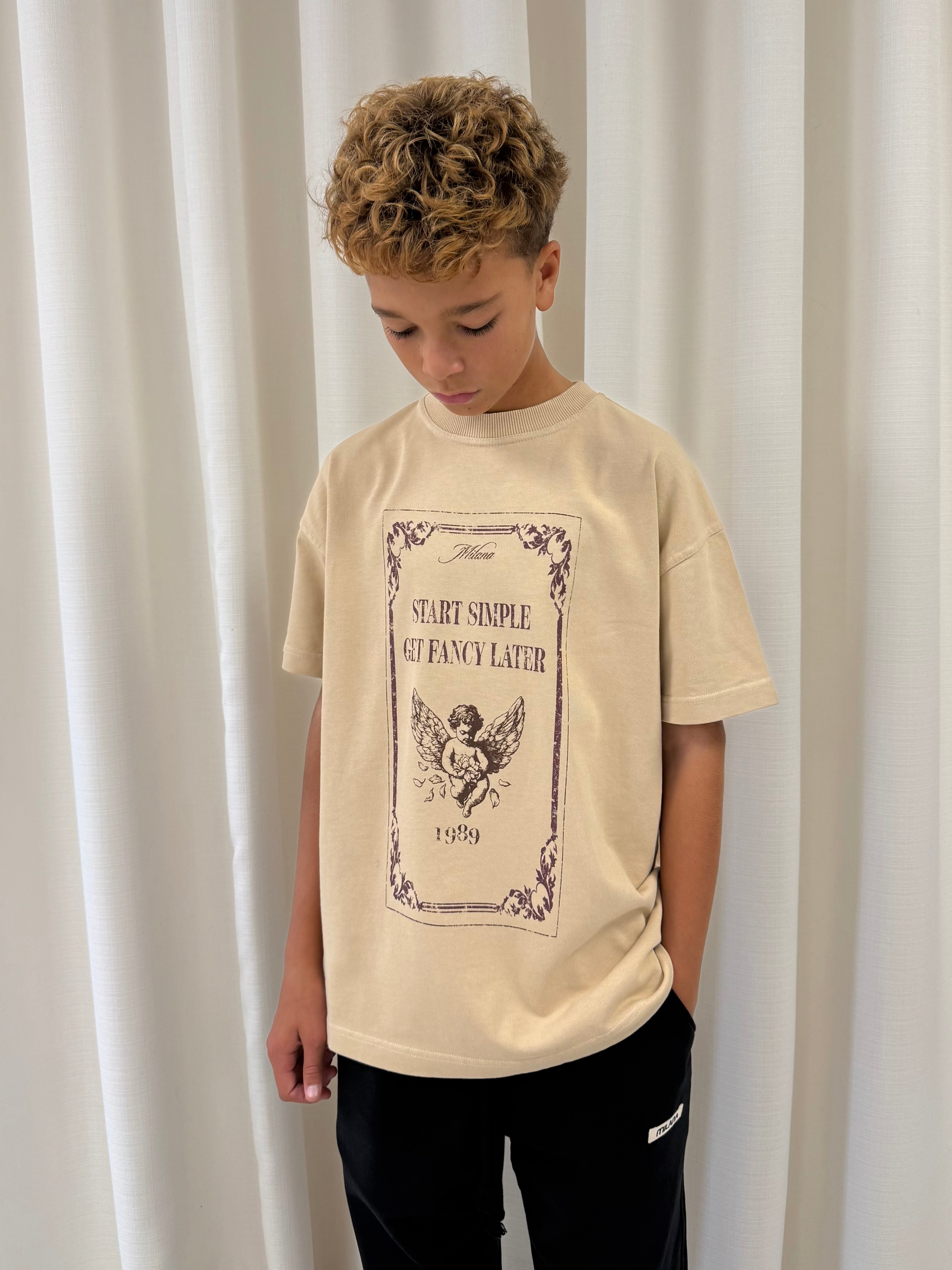 Rum & Raisin Cherub Stamp Kids T-shirt.