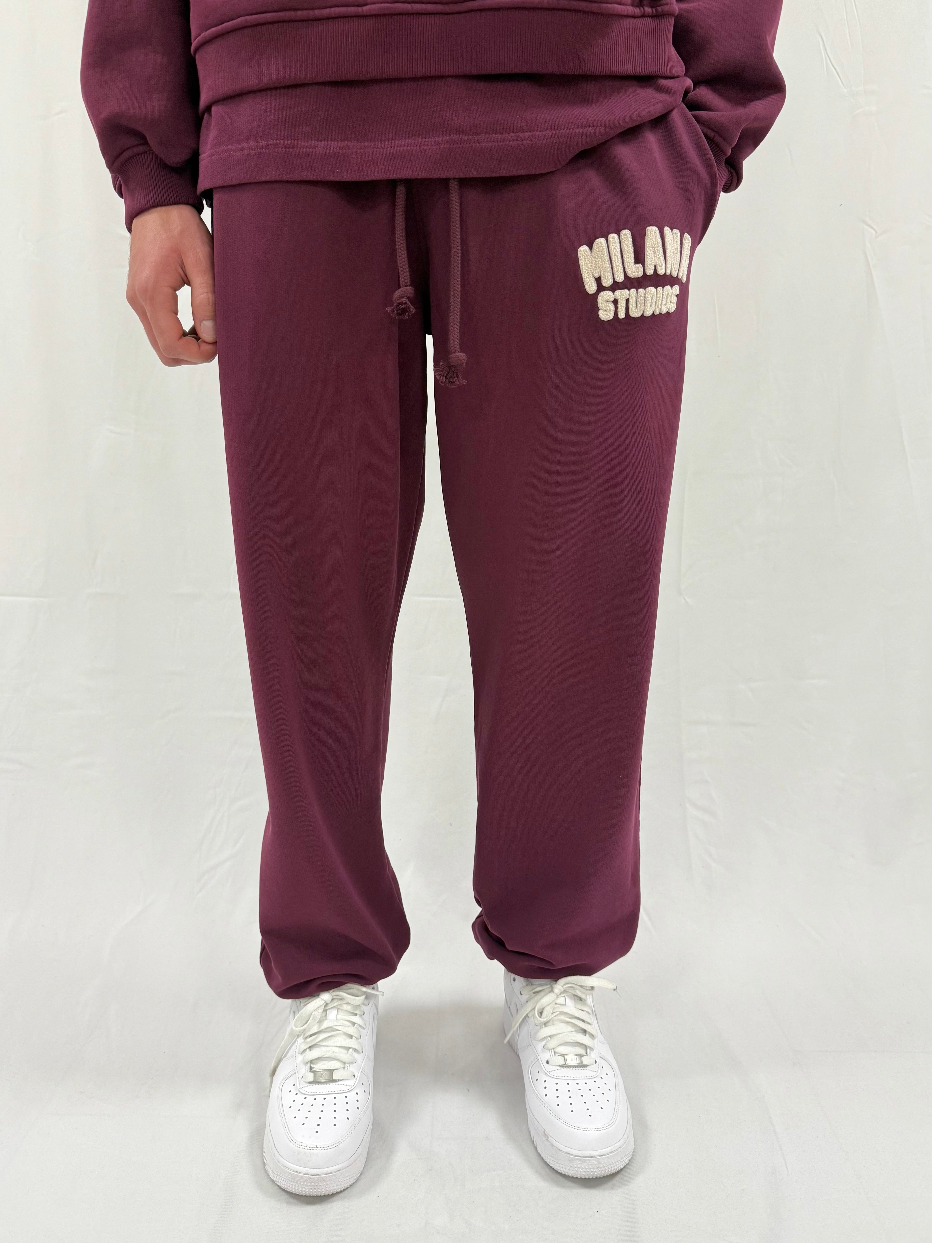 Deep Burgundy Teddy Cuff Sweatpants.