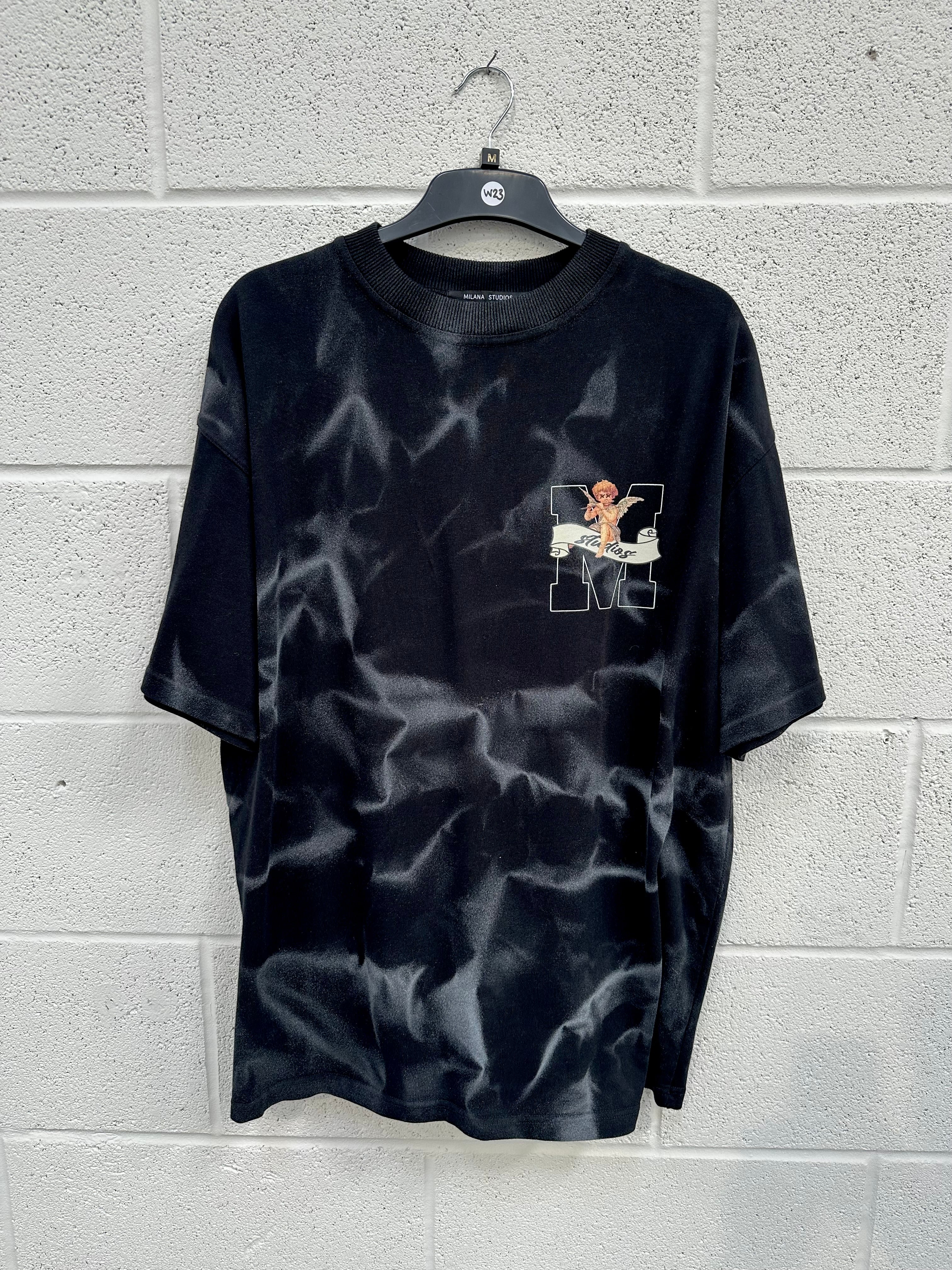 #W23 Black Spray Out Graphic Heavyweight T-shirt.