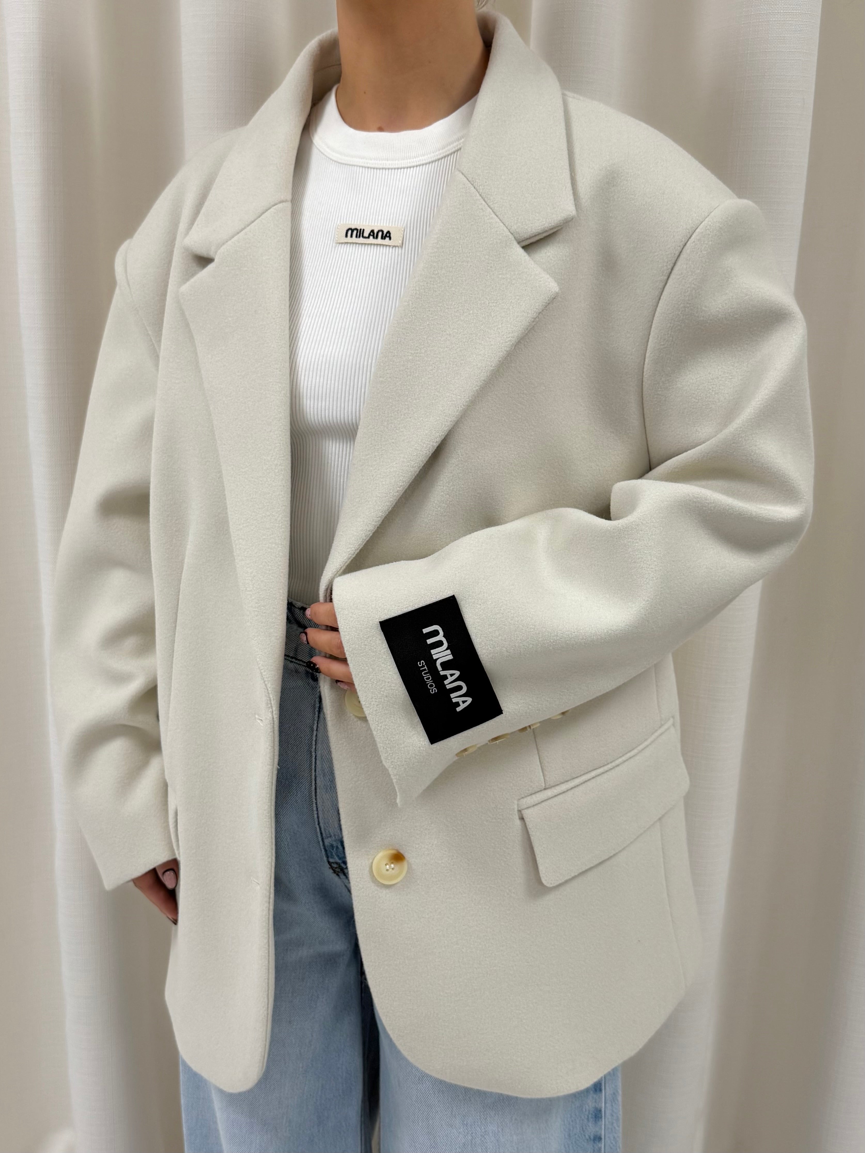 Ivory Oversized Structured Blazer.