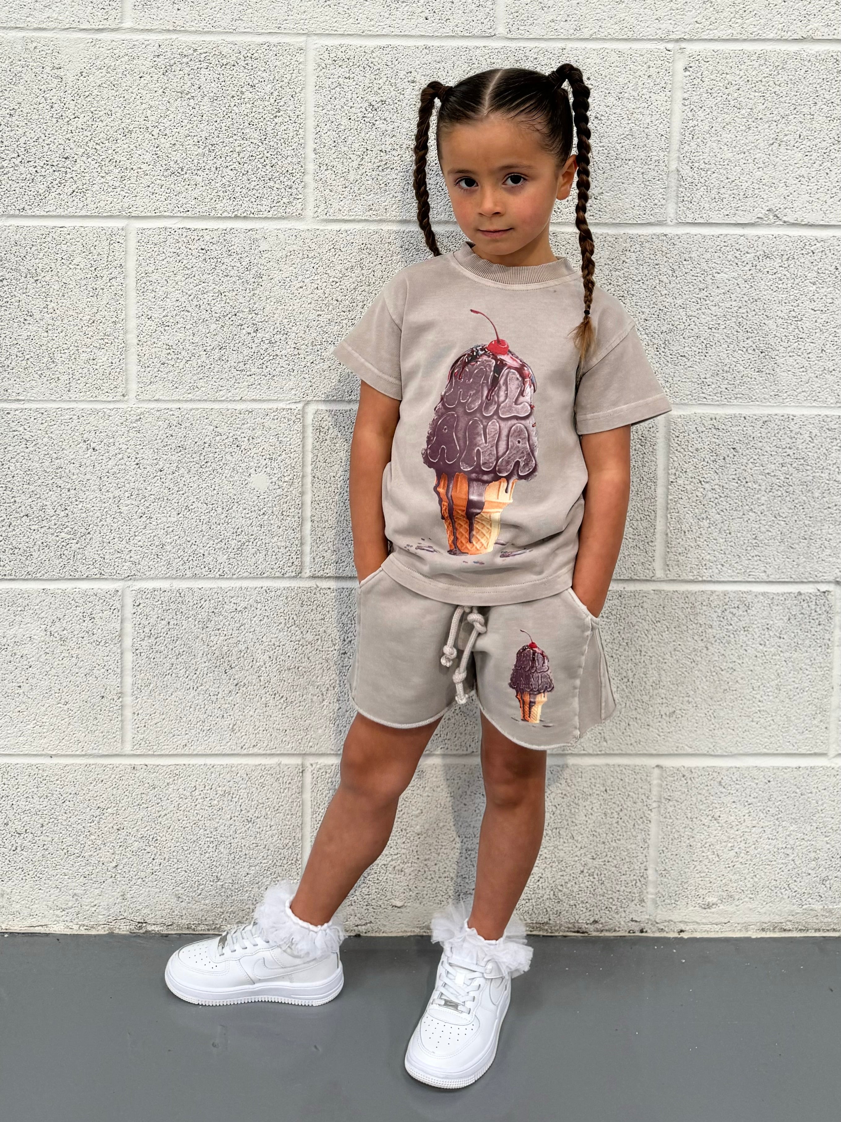 Washed Taupe Ice Cream Kids T-shirt.