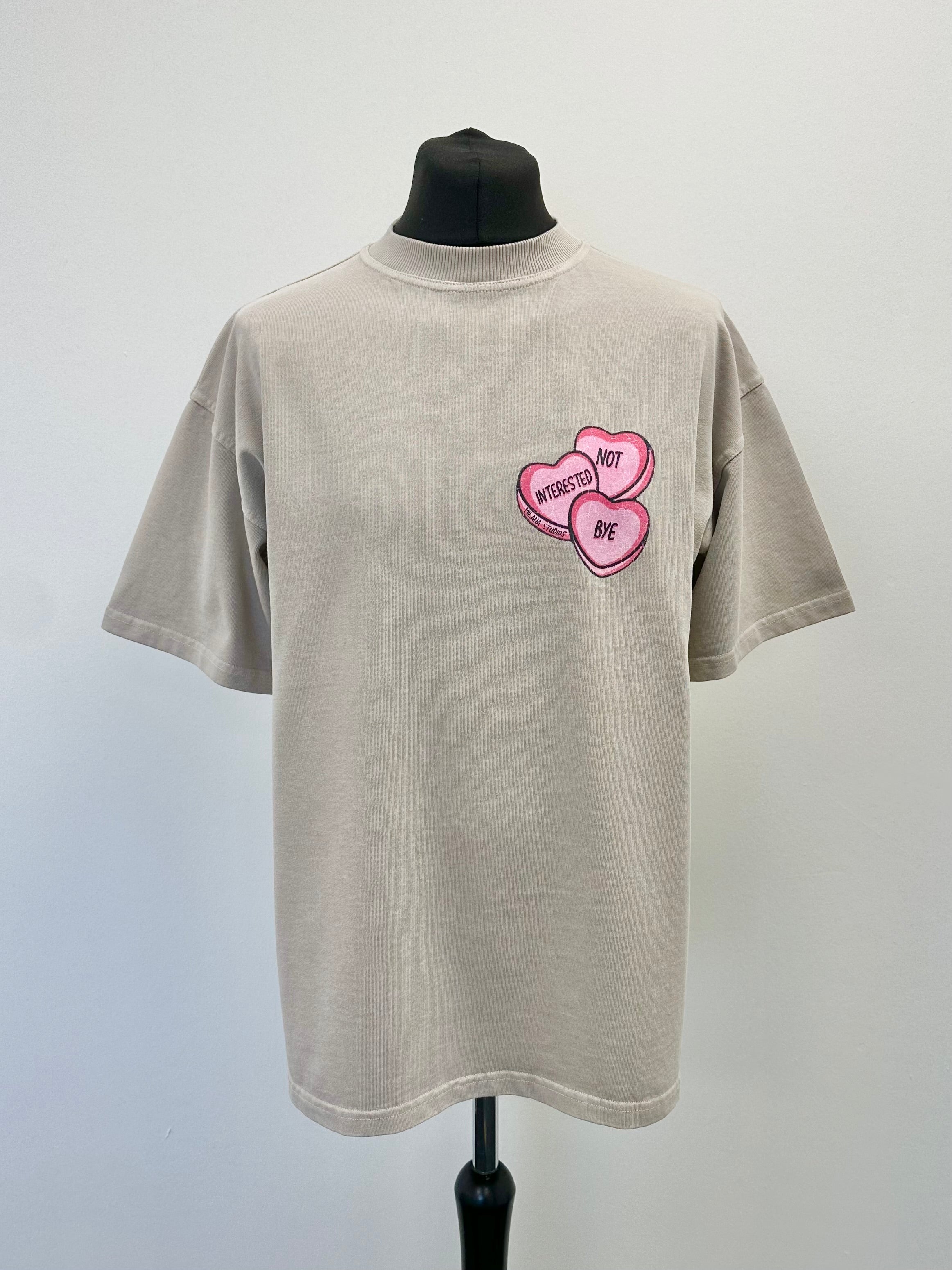 Washed Taupe Heavyweight Hearts T-shirt.