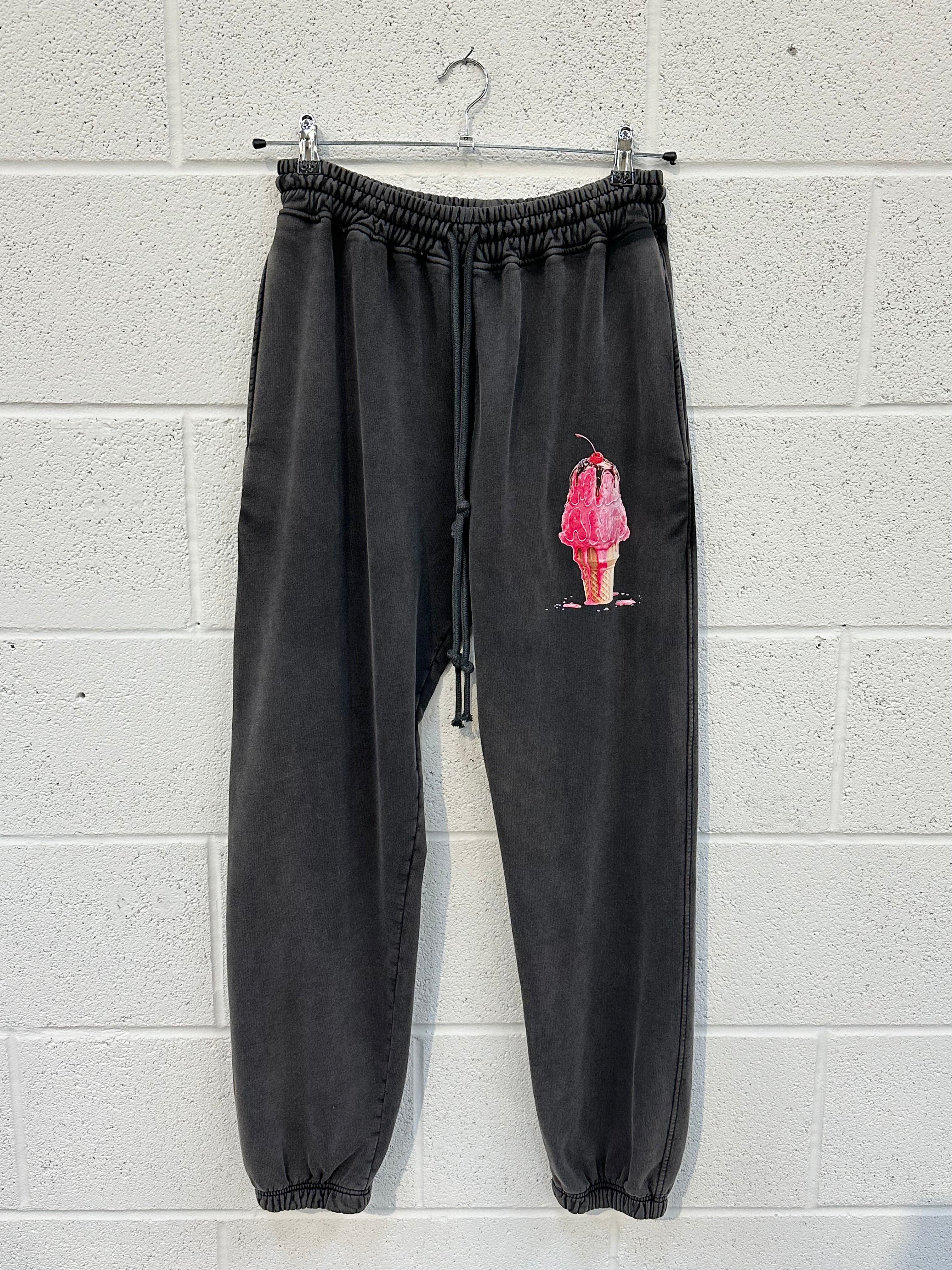 #AA32 Washed Black Ice Cream Heavyweight Cuff Sweatpants.