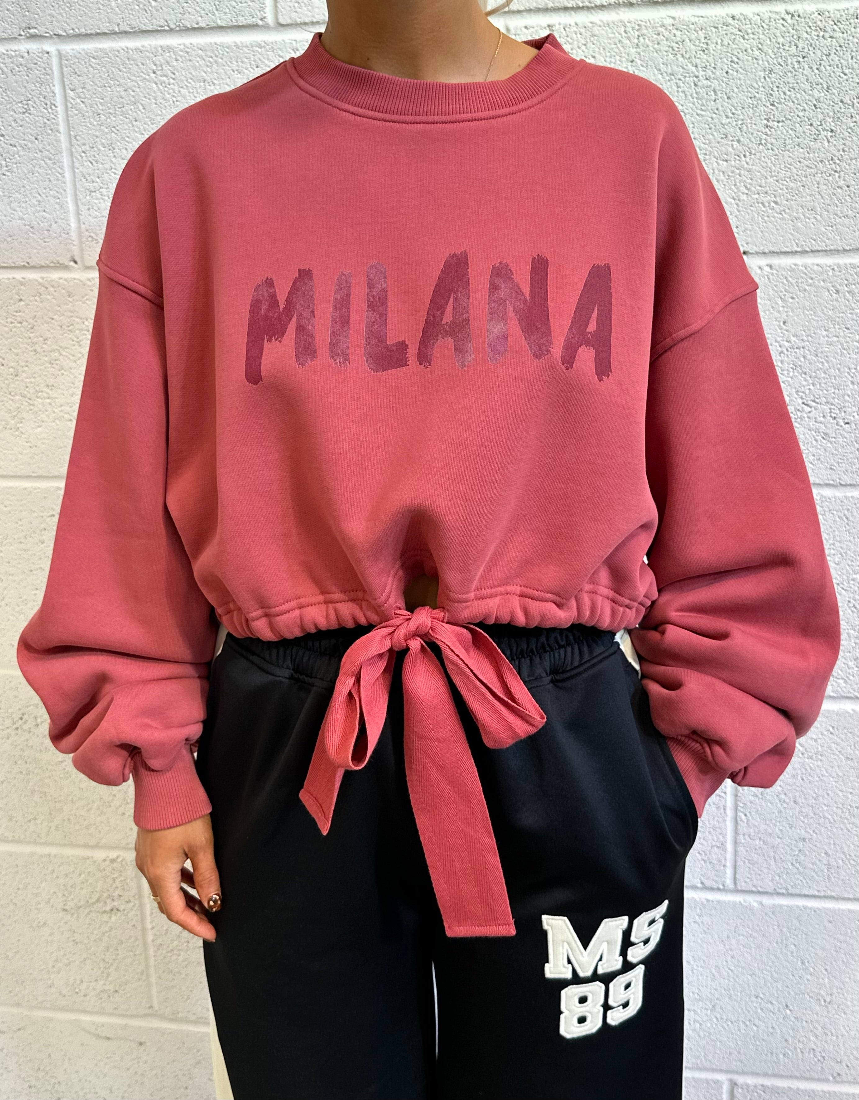 Mauve Paint Cropped Tie Heavyweight Sweatshirt.