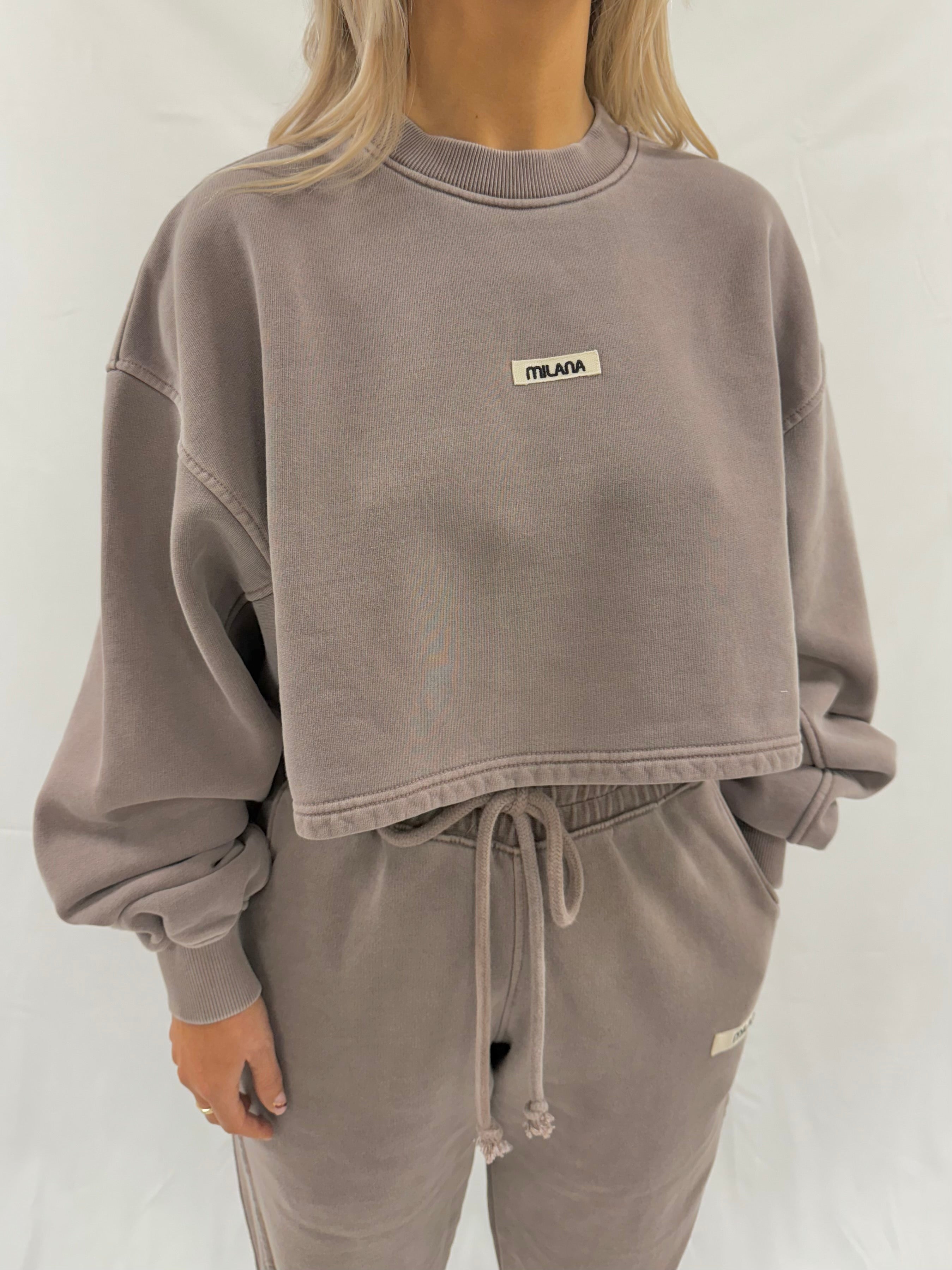 Washed Brown Core Heavyweight Cropped Sweatshirt.