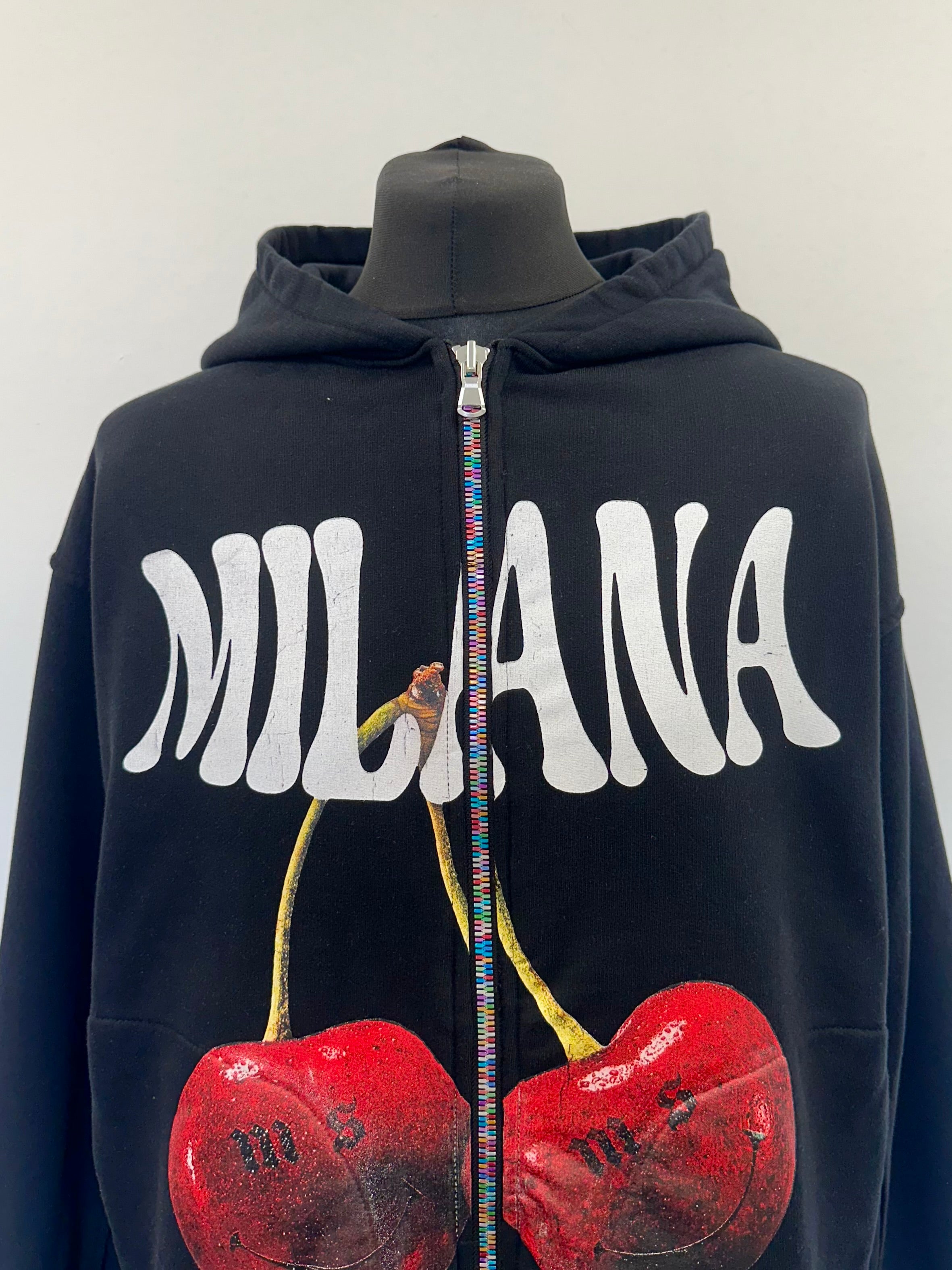 Black Cherry Multi Color Zip Hoodie.