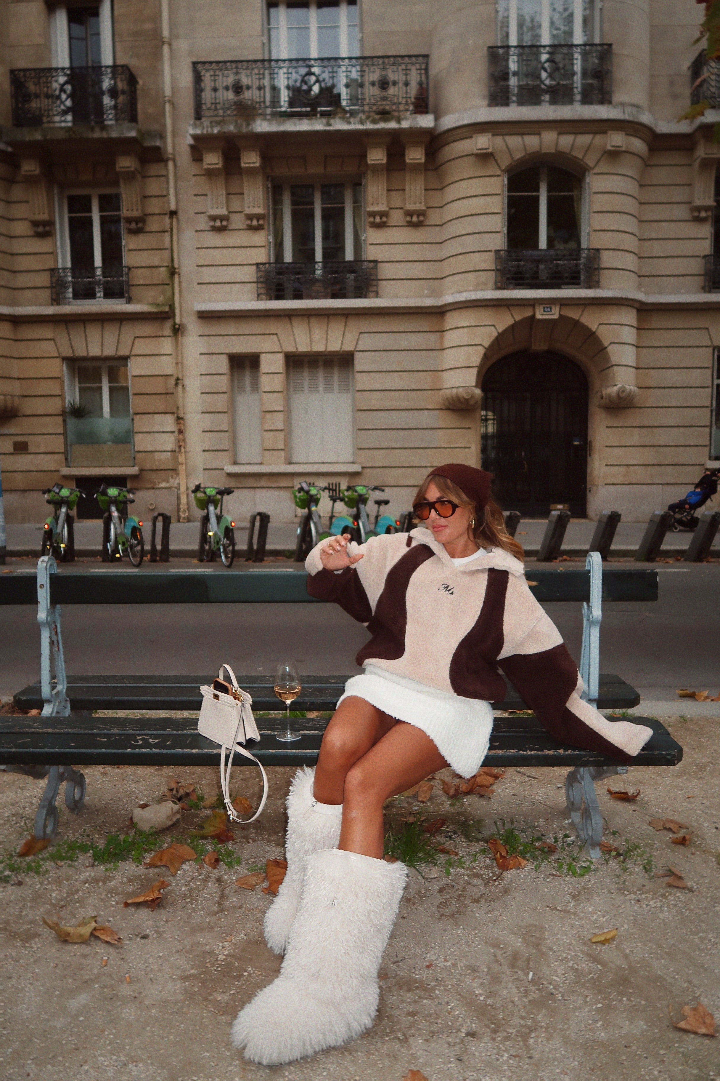 Chocolate & Beige Two Tone V Collar Fleece.