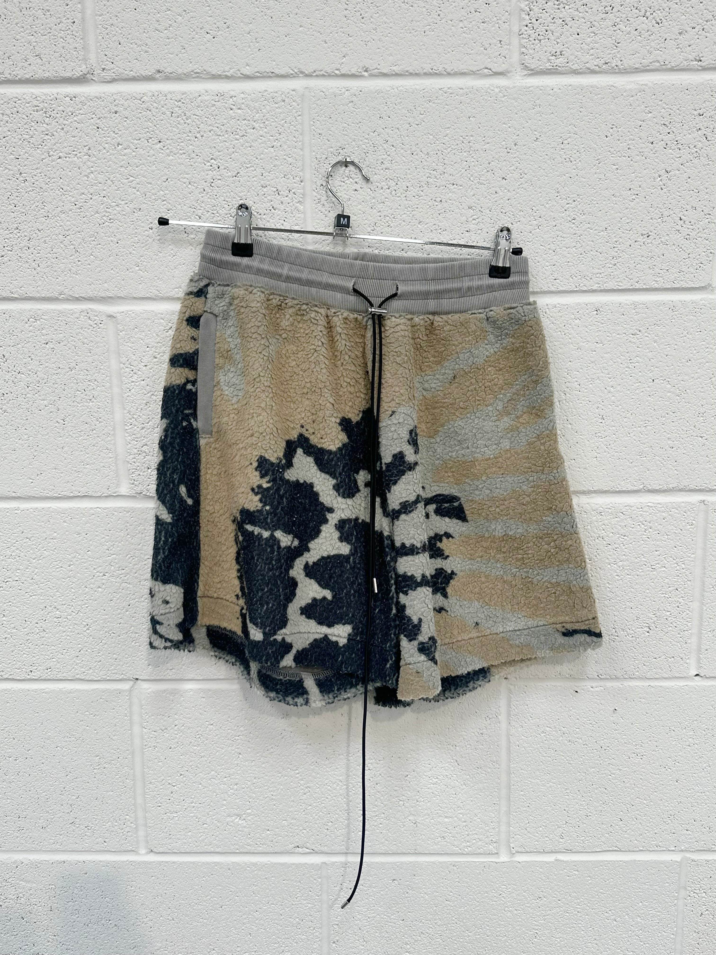 #N19 Washed Grey Fleece Shorts.