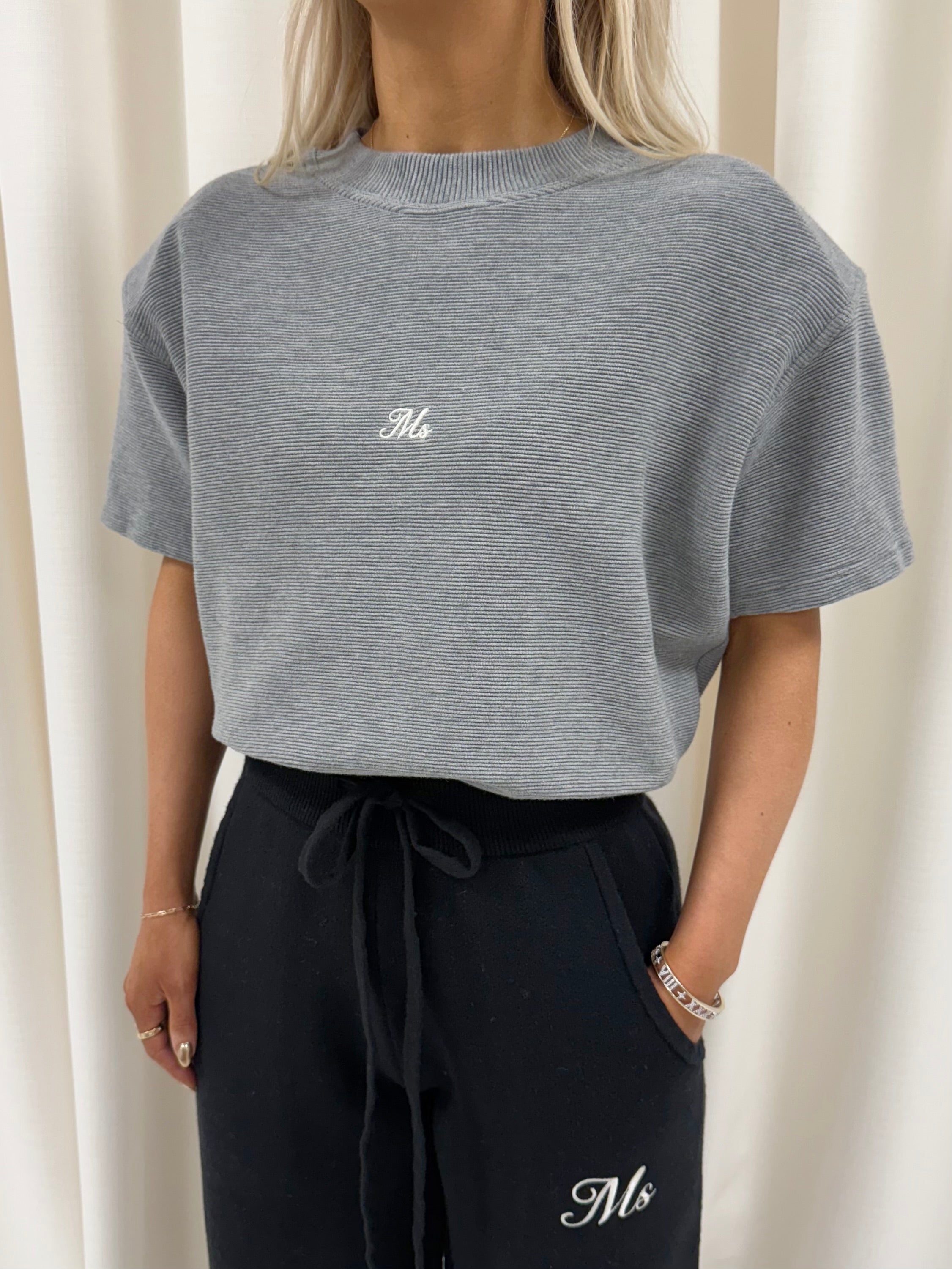 Marl Grey Aura Ribbed Top.