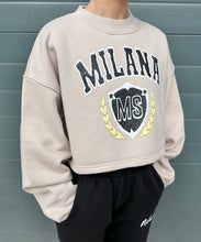 Load image into Gallery viewer, Taupe Crest Cropped Heavyweight Sweatshirt.