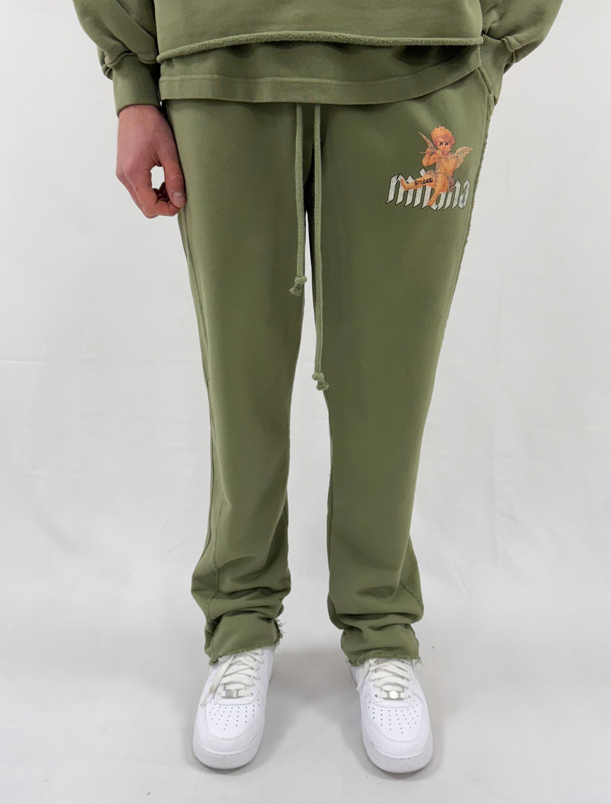 Washed Military Green Relaxed Sweatpants.