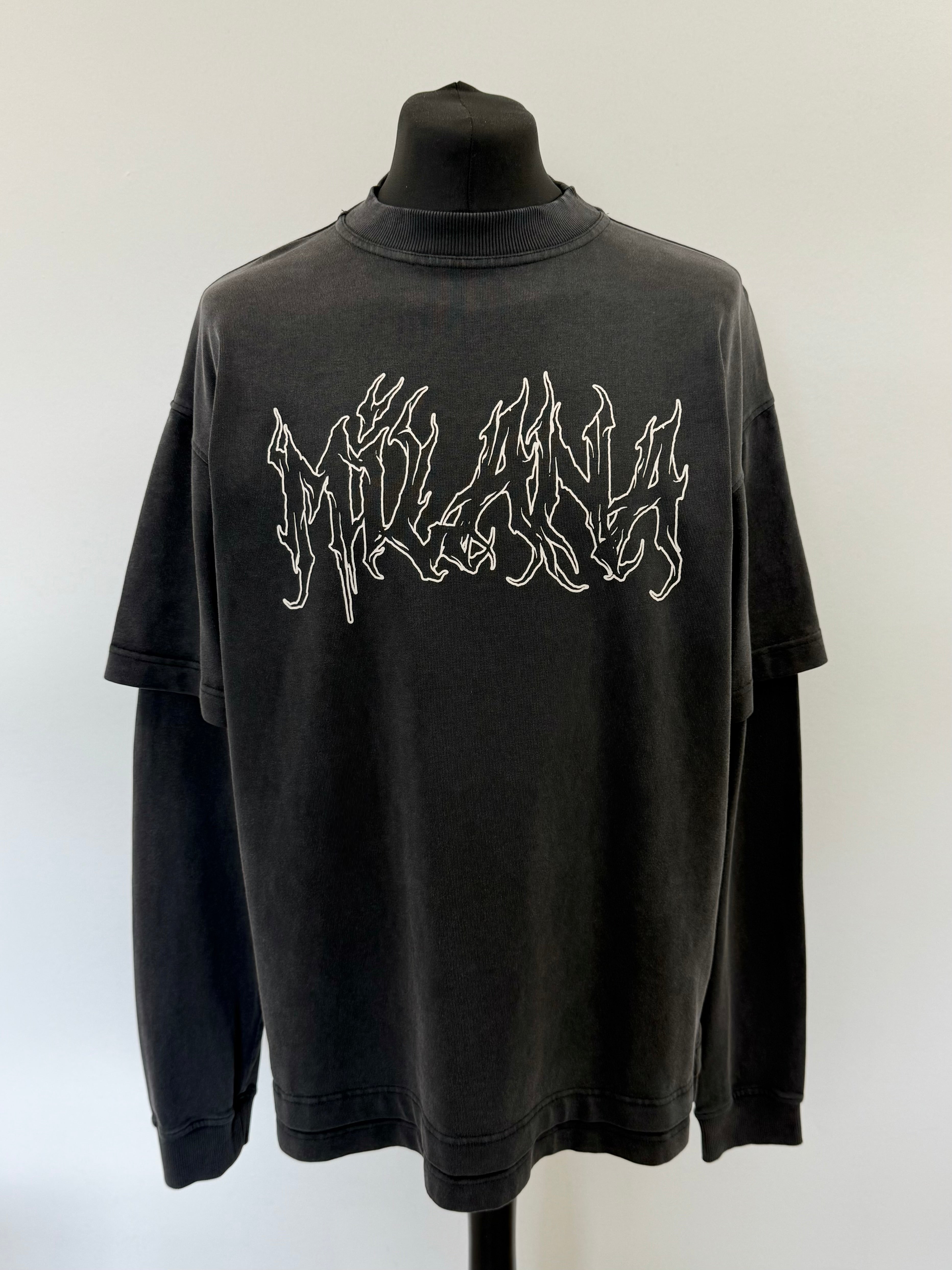 Washed Black Milana Heavyweight T-shirt Long Sleeve.