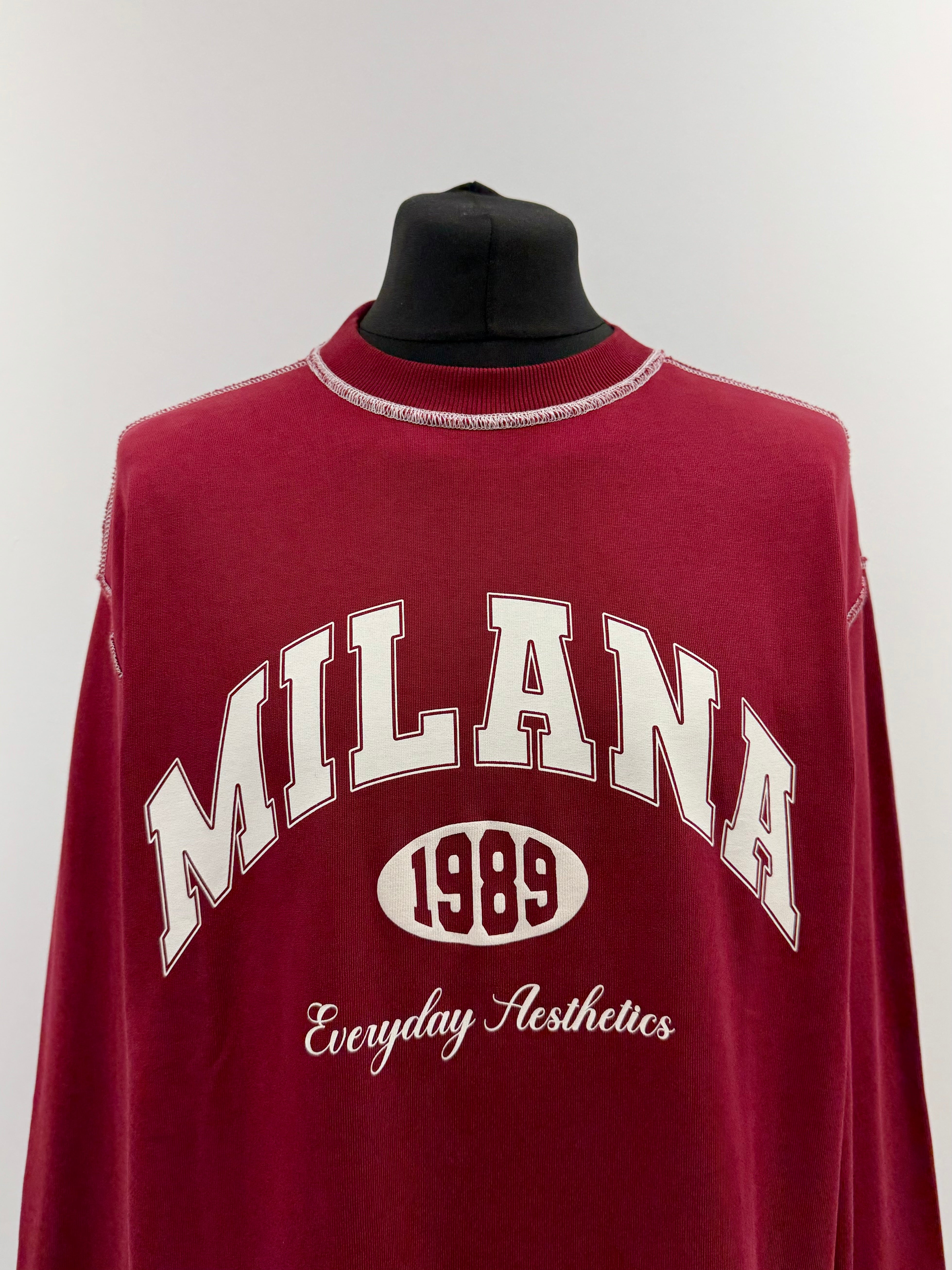 Burgundy 1989 Heavyweight Long Sleeve T-shirt.