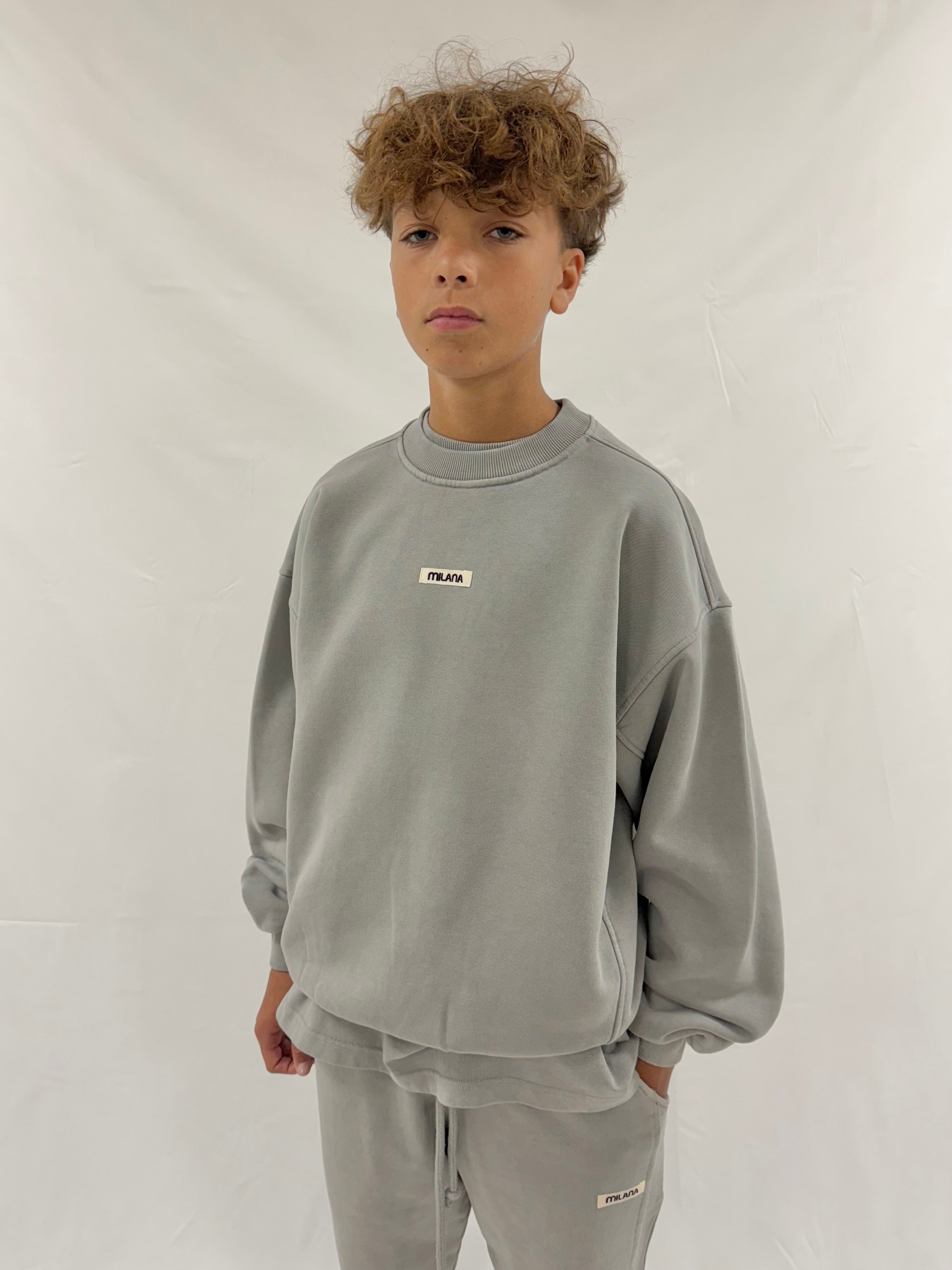 Washed Ash Grey Core Kids Sweatshirt.