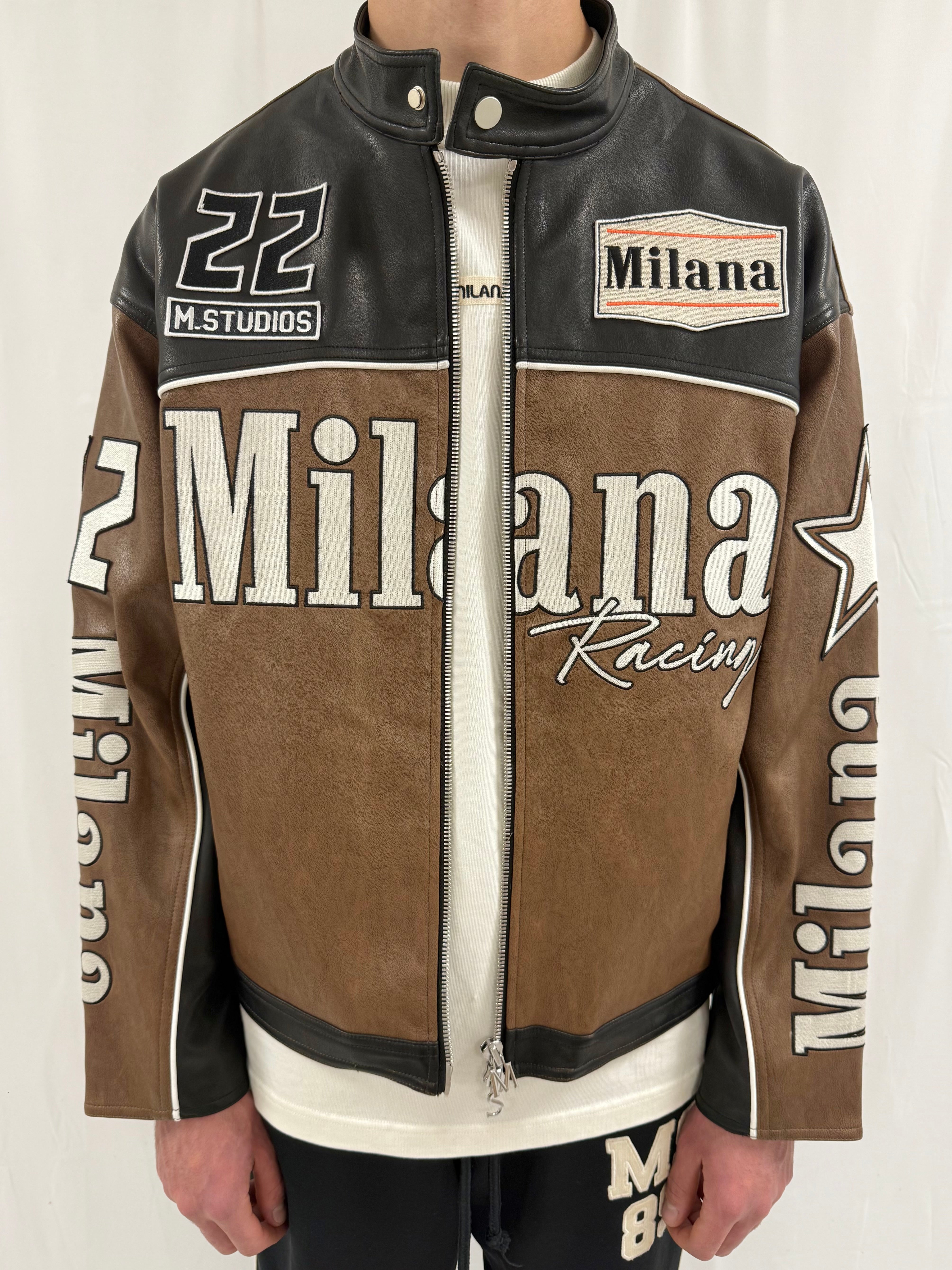 Chocolate Heavyweight Leather Biker Jacket.