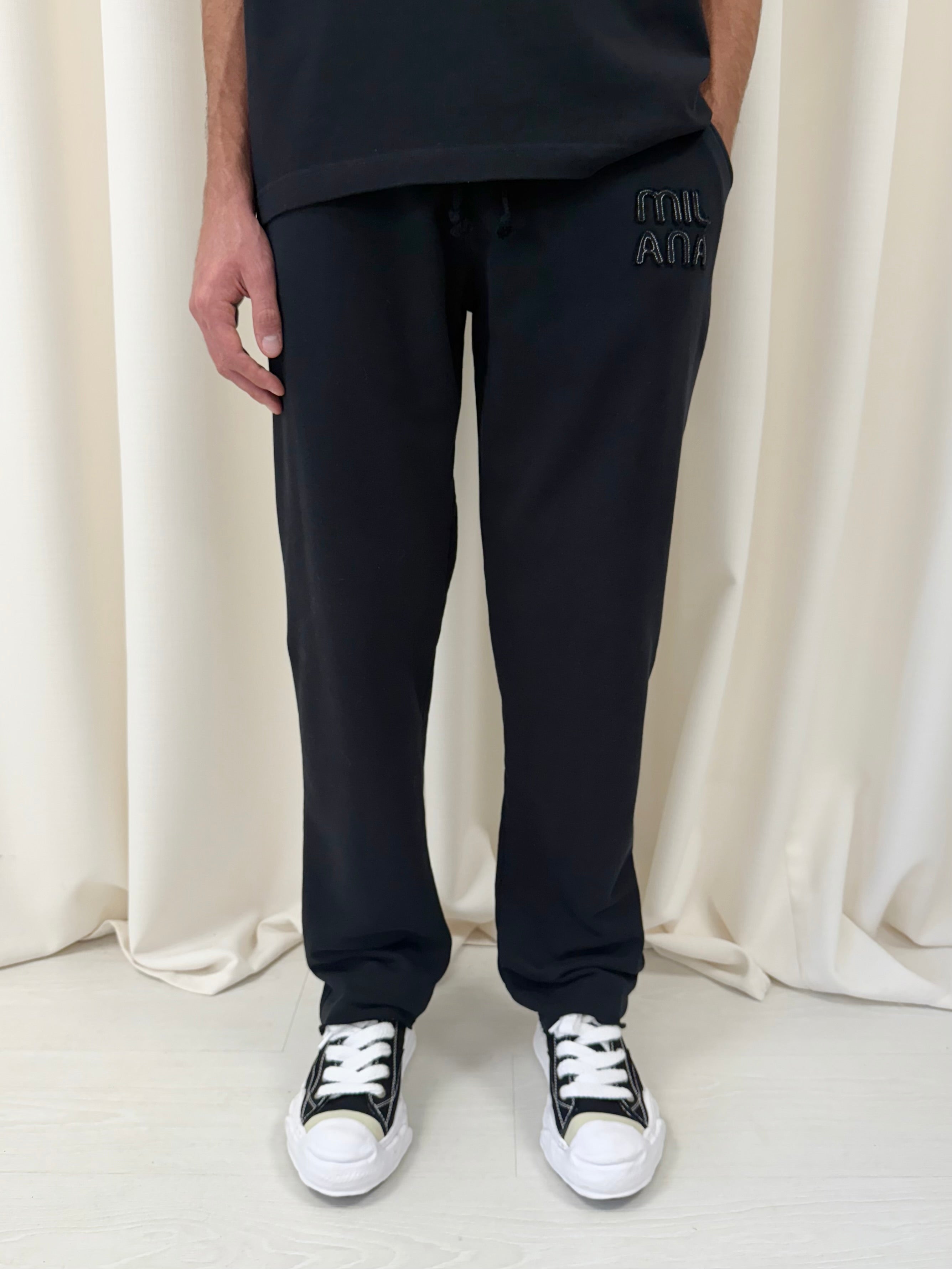 Black Milana Appliqué Heavyweight Relaxed Sweatpants.