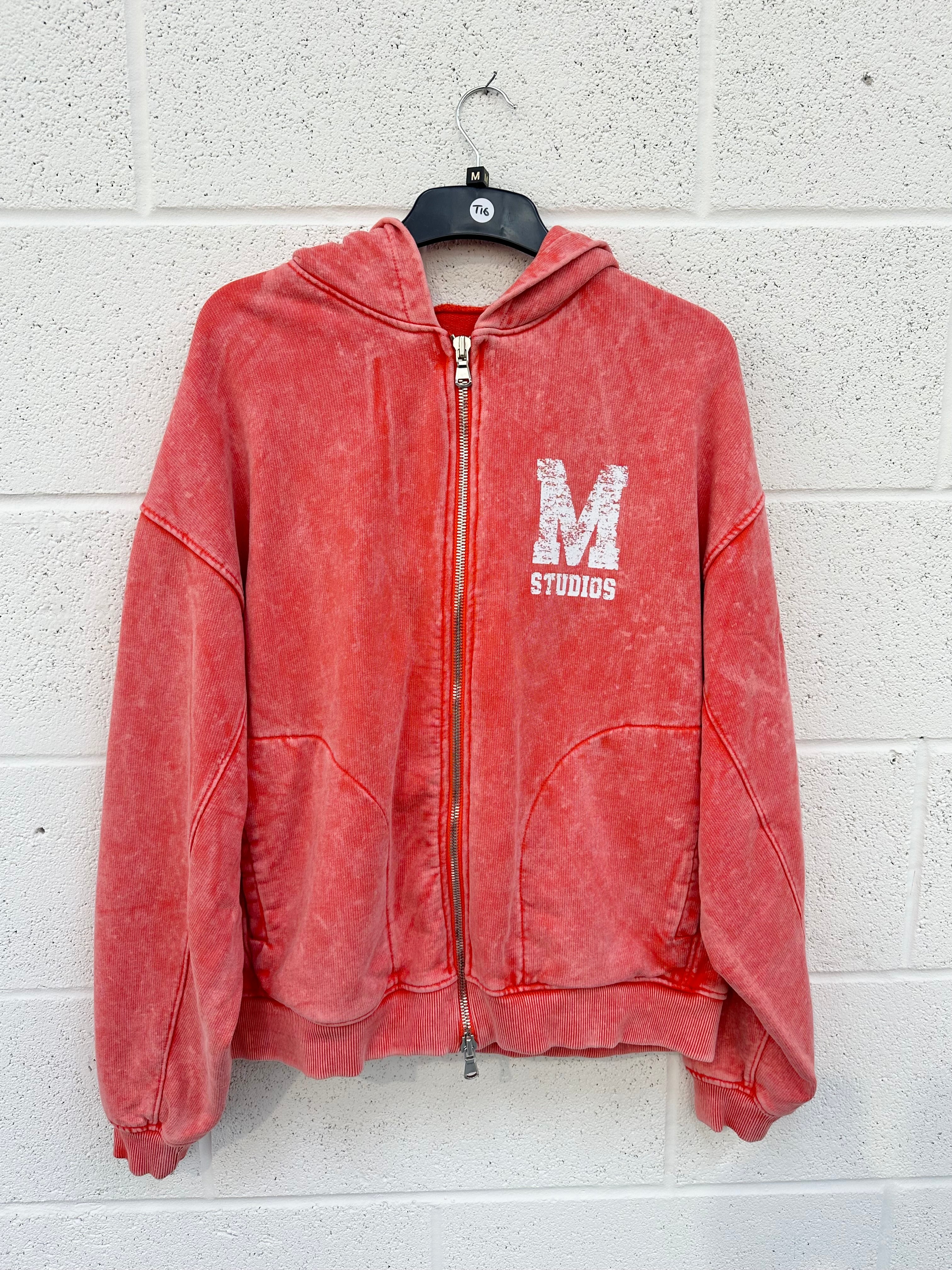 #T16 Washed Red Heavyweight Zip Up.