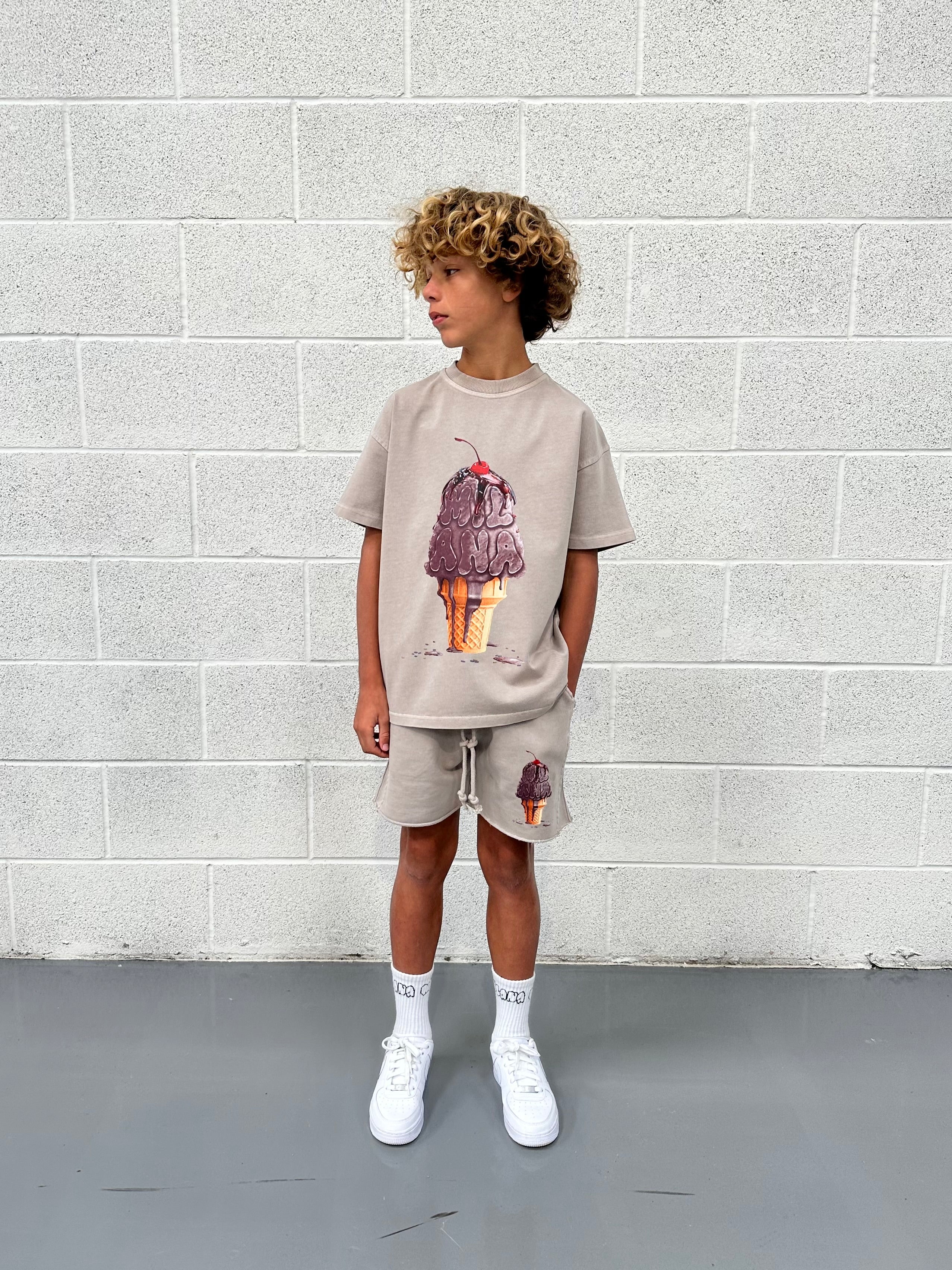 Washed Taupe Ice Cream Kids T-shirt.