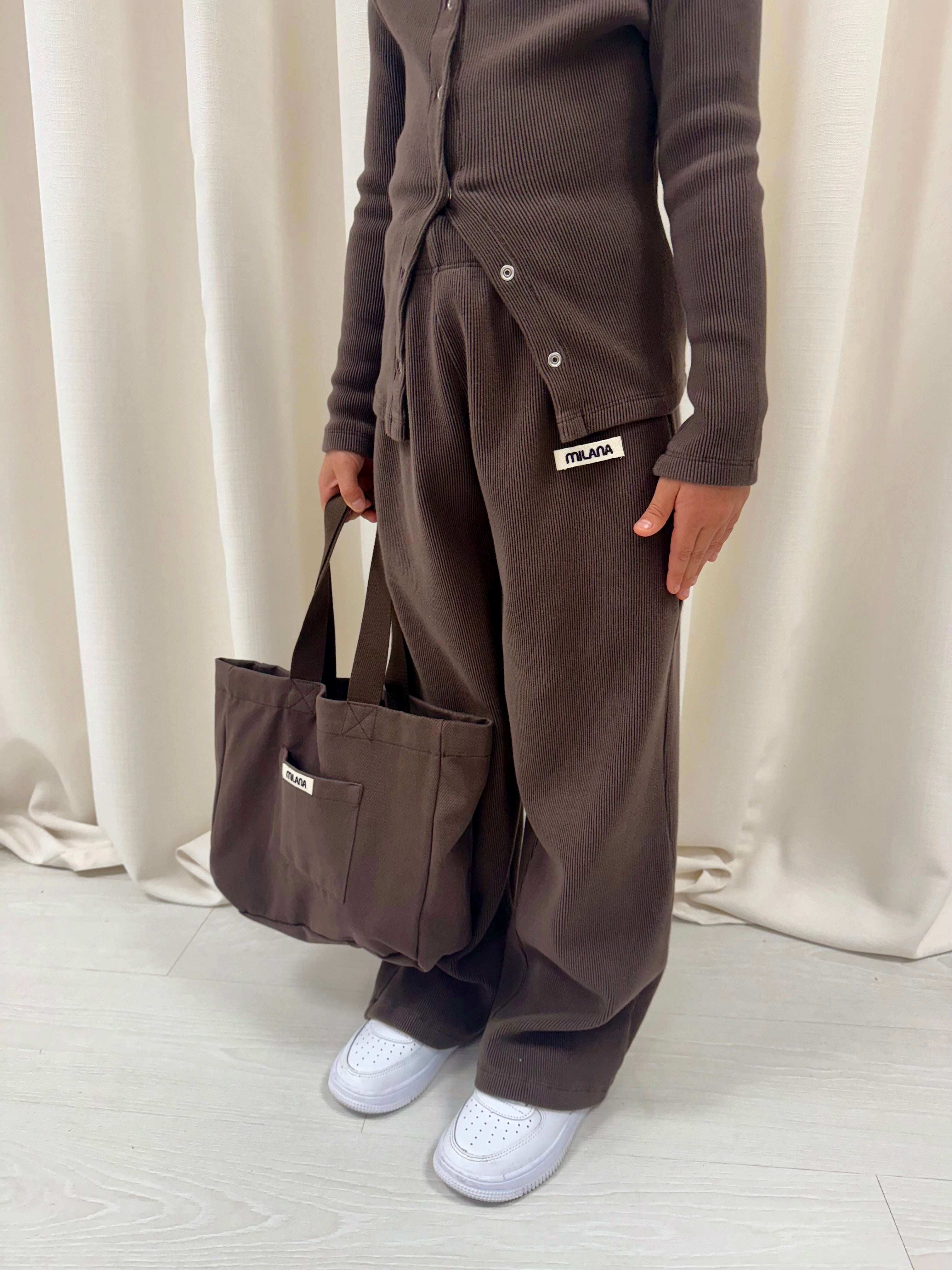 Chocolate Brown Core Soft Rib Kids Sweatpants.