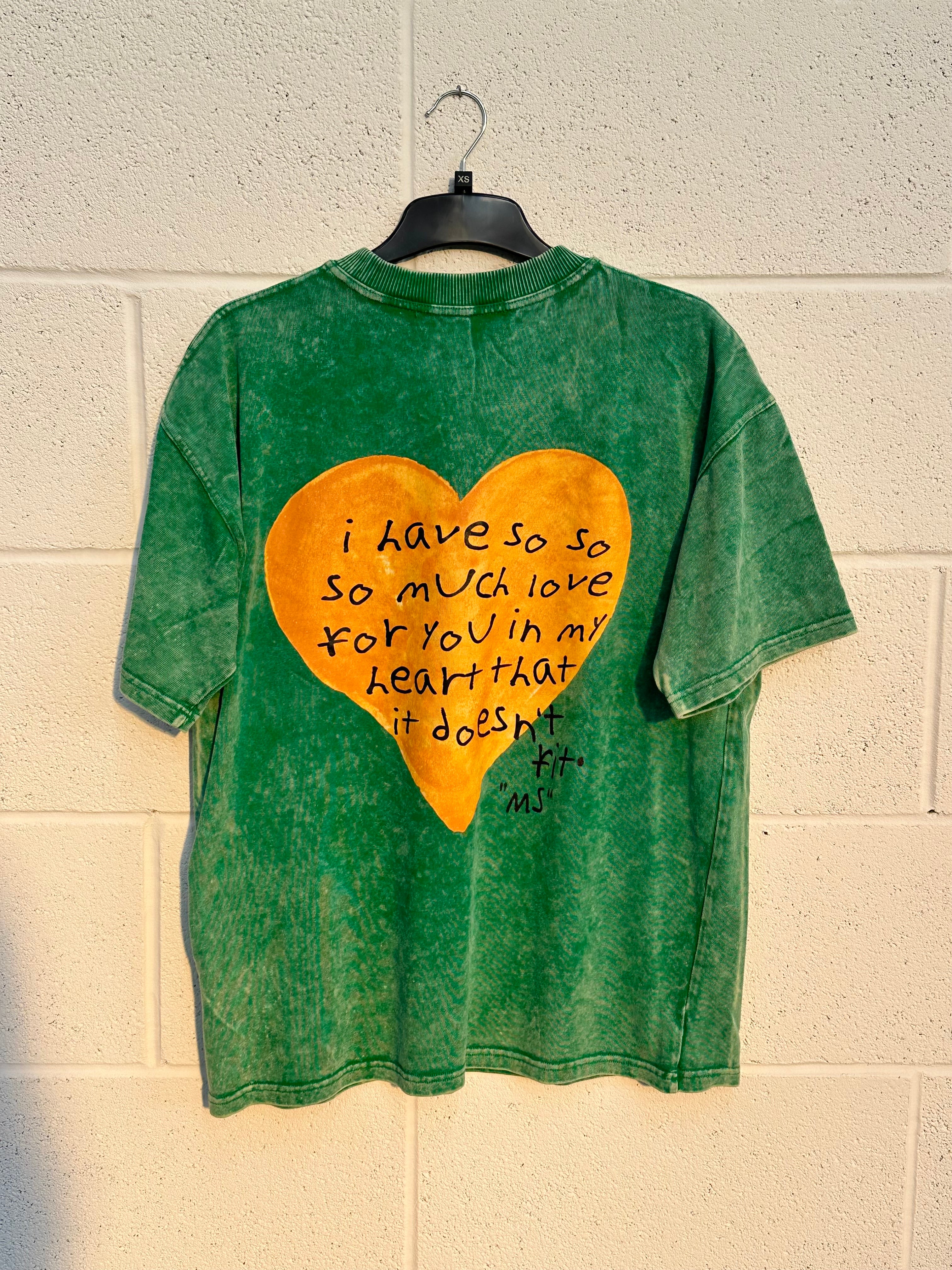 #D16 Green Acid Wash Heart Heavyweight T-shirt.