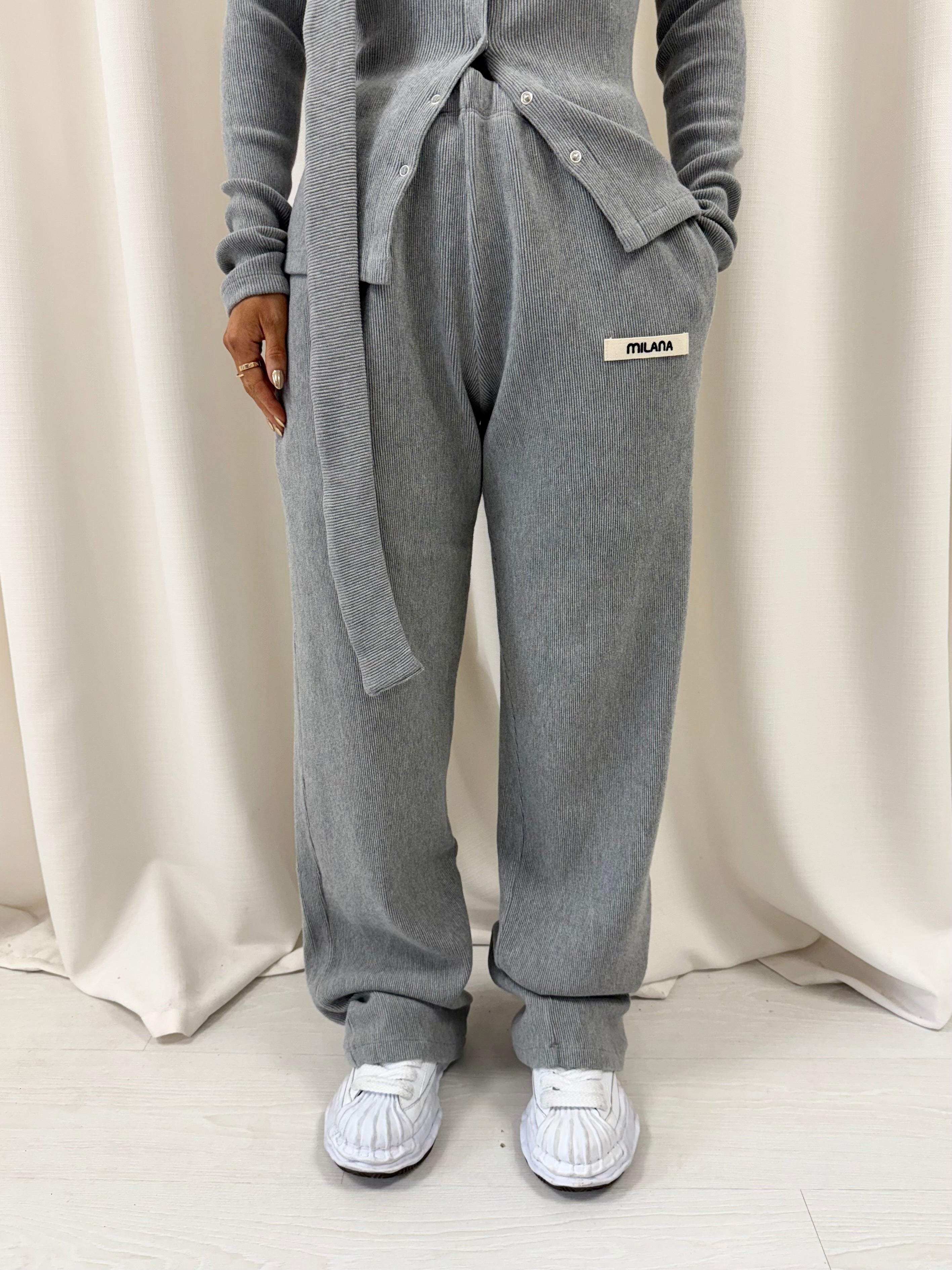 Marl Grey Core Soft Rib Sweatpants.