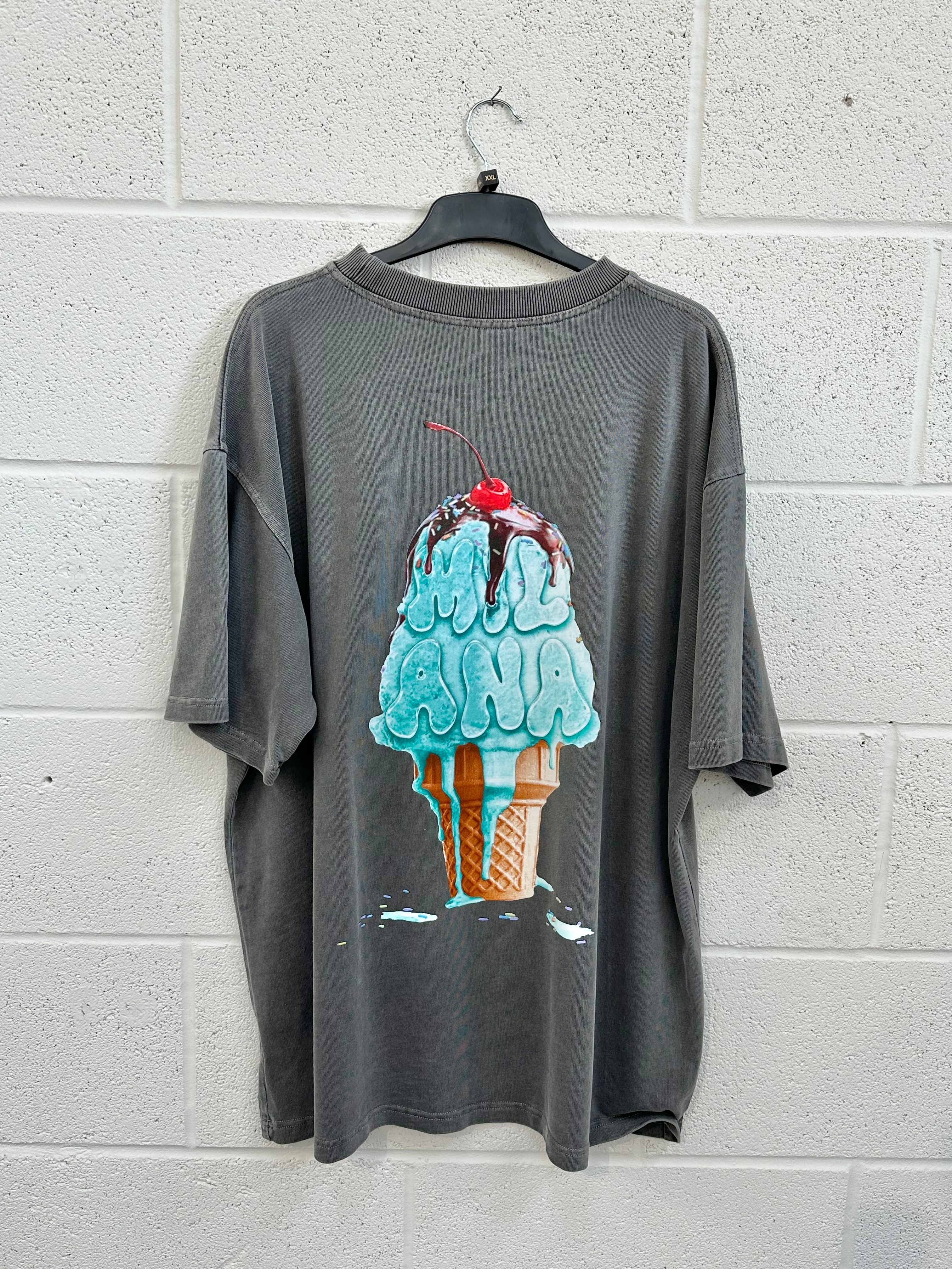 #BB38 Washed Charcoal Ice Cream Heavyweight T-shirt.