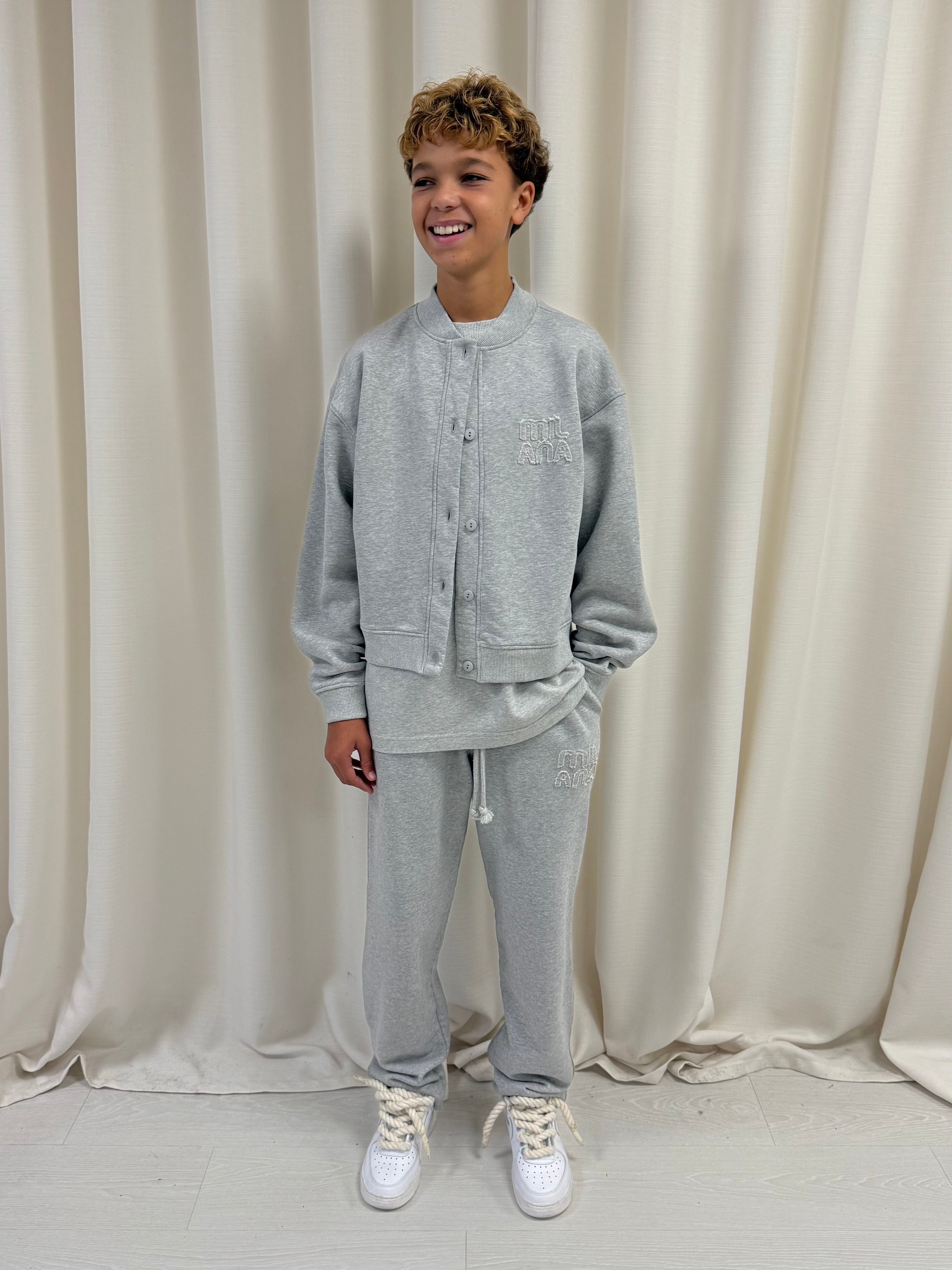 Marl Grey Appliqué Kids Bomber Jacket.