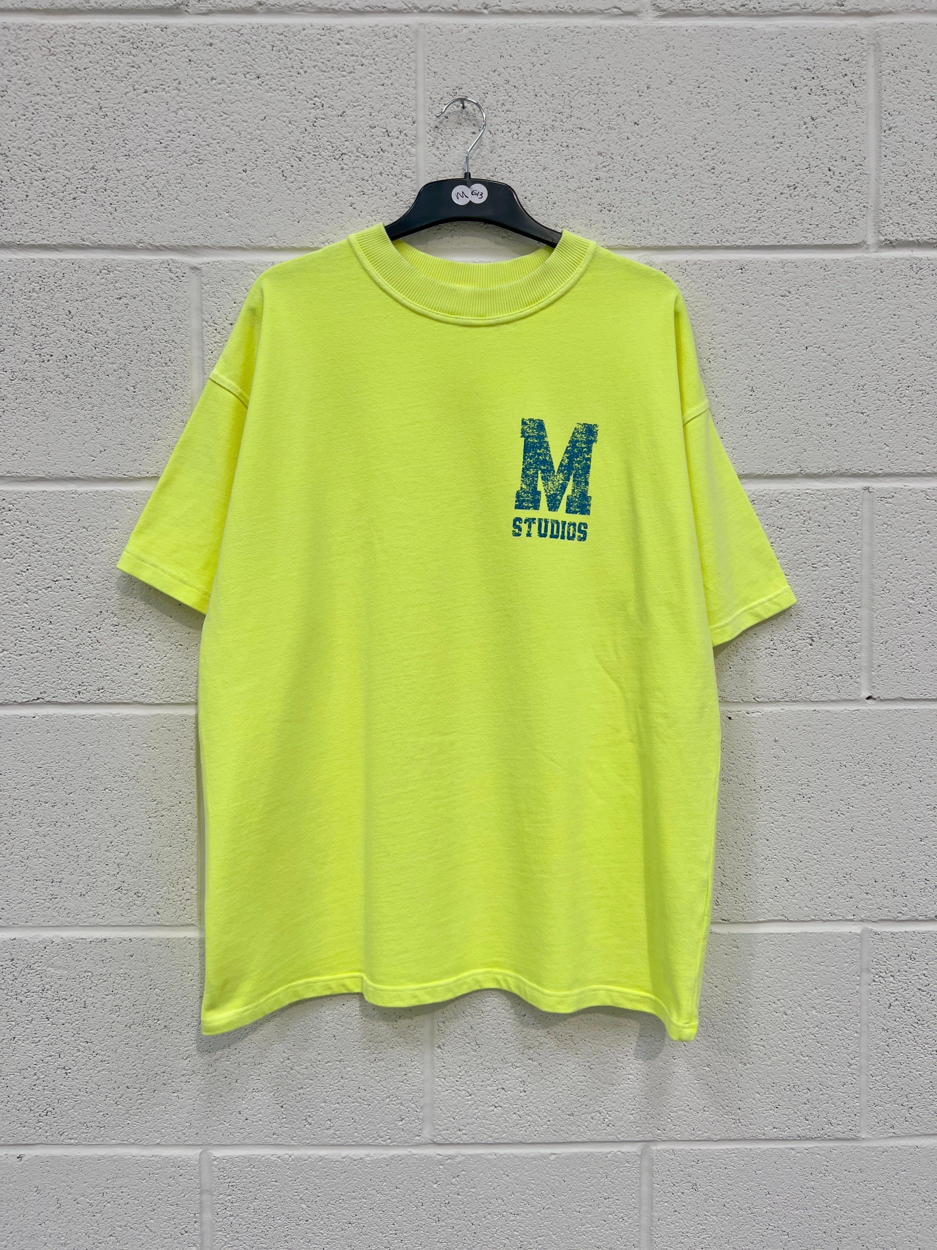 #G13 Washed Neon Yellow Blue M Heavyweight T-shirt.