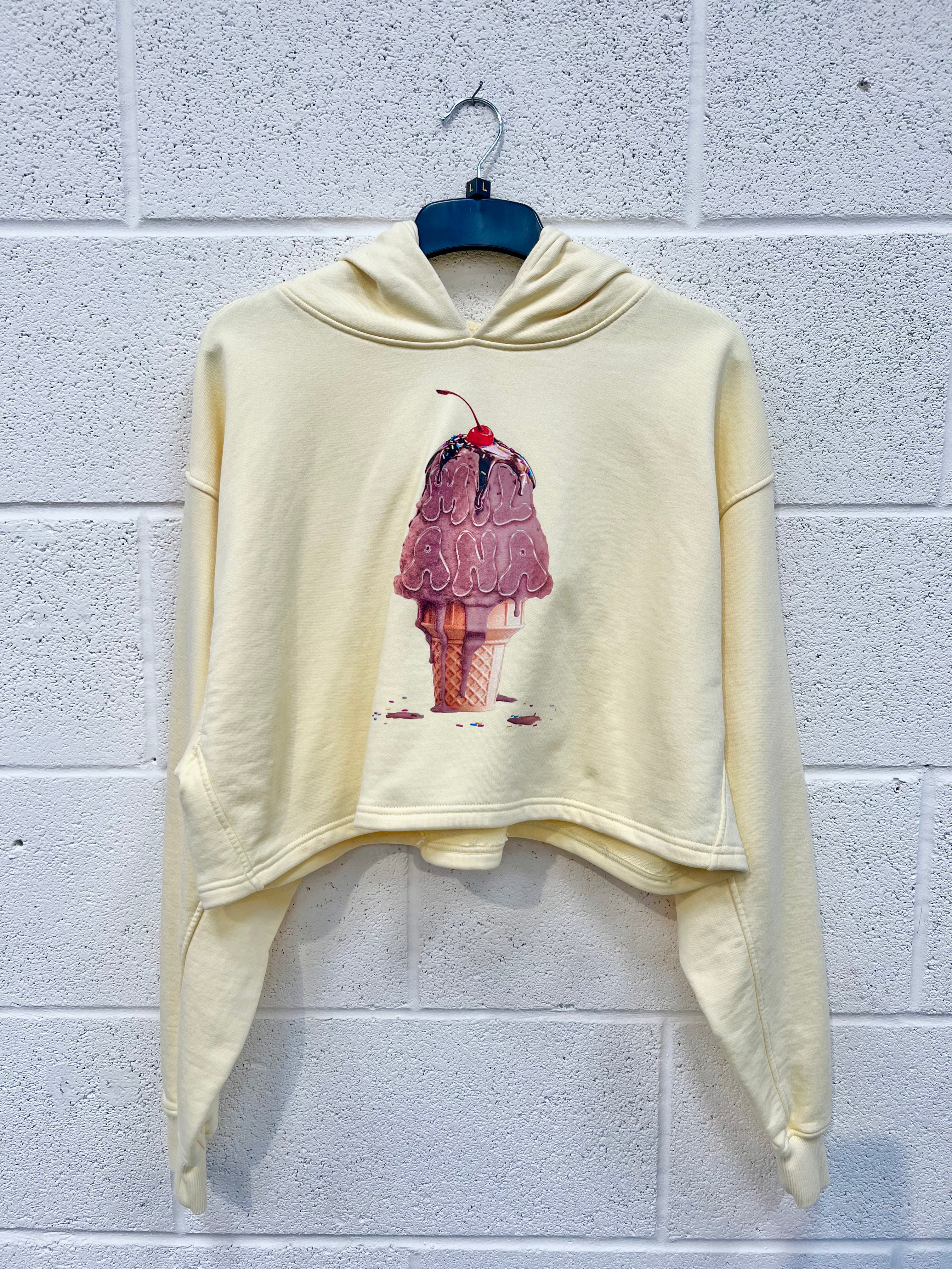 #CC36 Washed Lemon Ice Cream Cropped Heavyweight Hoodie.