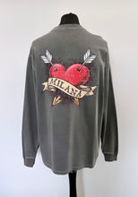 Load image into Gallery viewer, Washed Charcoal Heart Script Heavyweight Long-Sleeve T-shirt