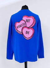 Load image into Gallery viewer, Cobalt Blue Heavyweight Hearts Long Sleeve T-shirt.