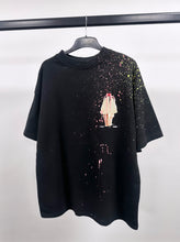 Load image into Gallery viewer, Black Ice Cream Heavyweight Splatter T-shirt.