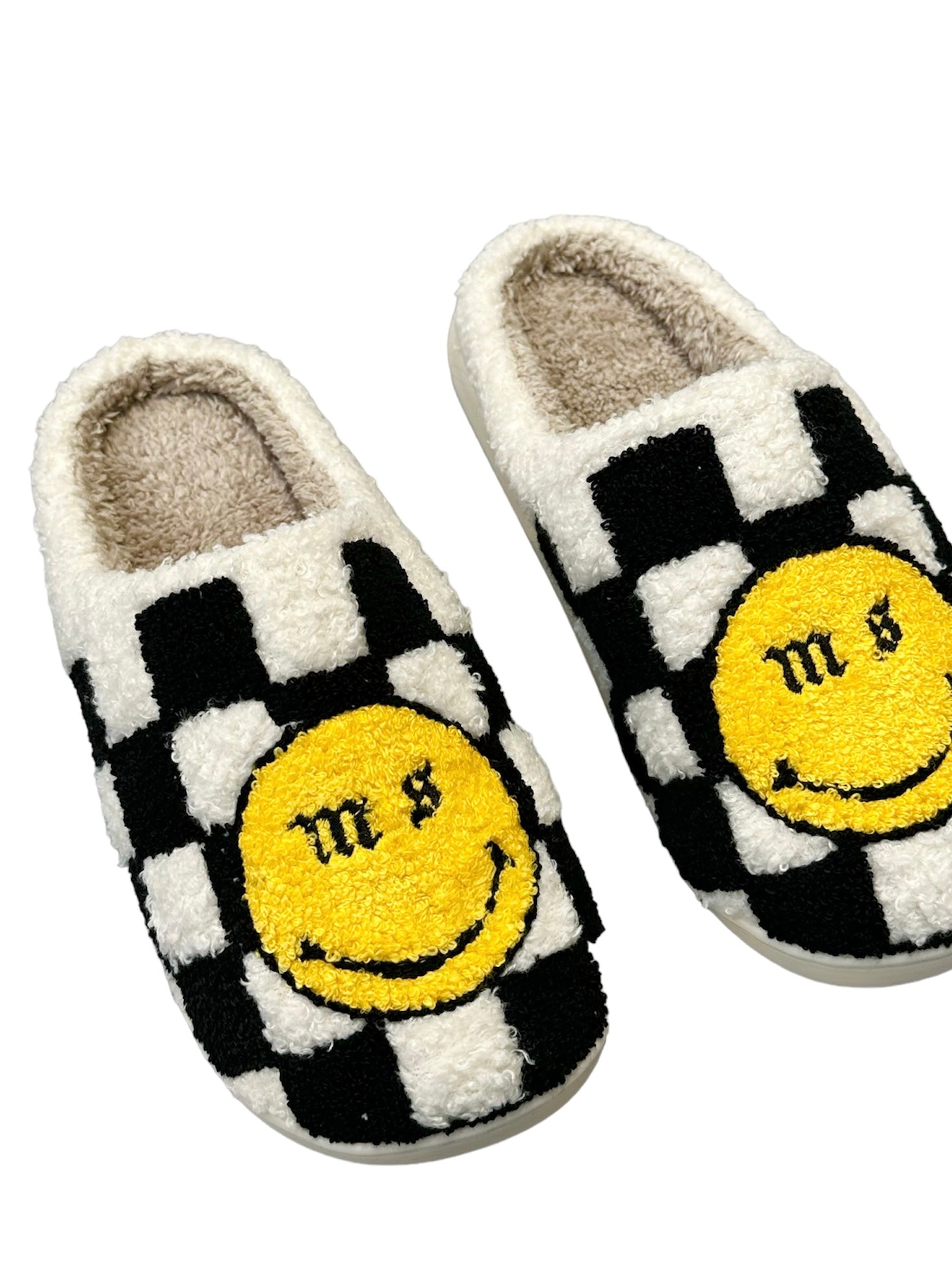 Black Check Smiley slippers.