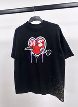 Load image into Gallery viewer, Black Heart Heavyweight Splatter T-shirt.