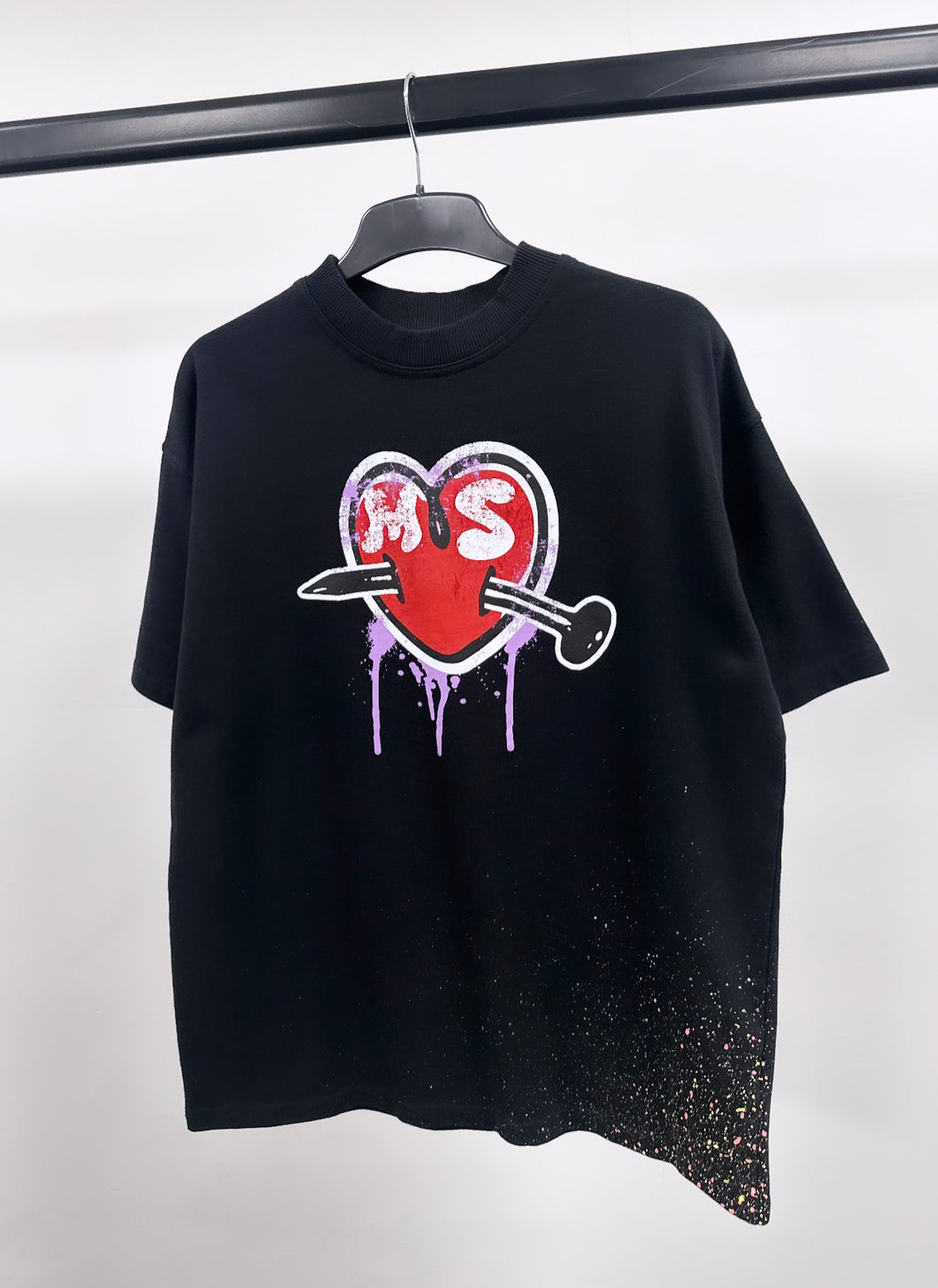 Black Heart Heavyweight Splatter T-shirt.