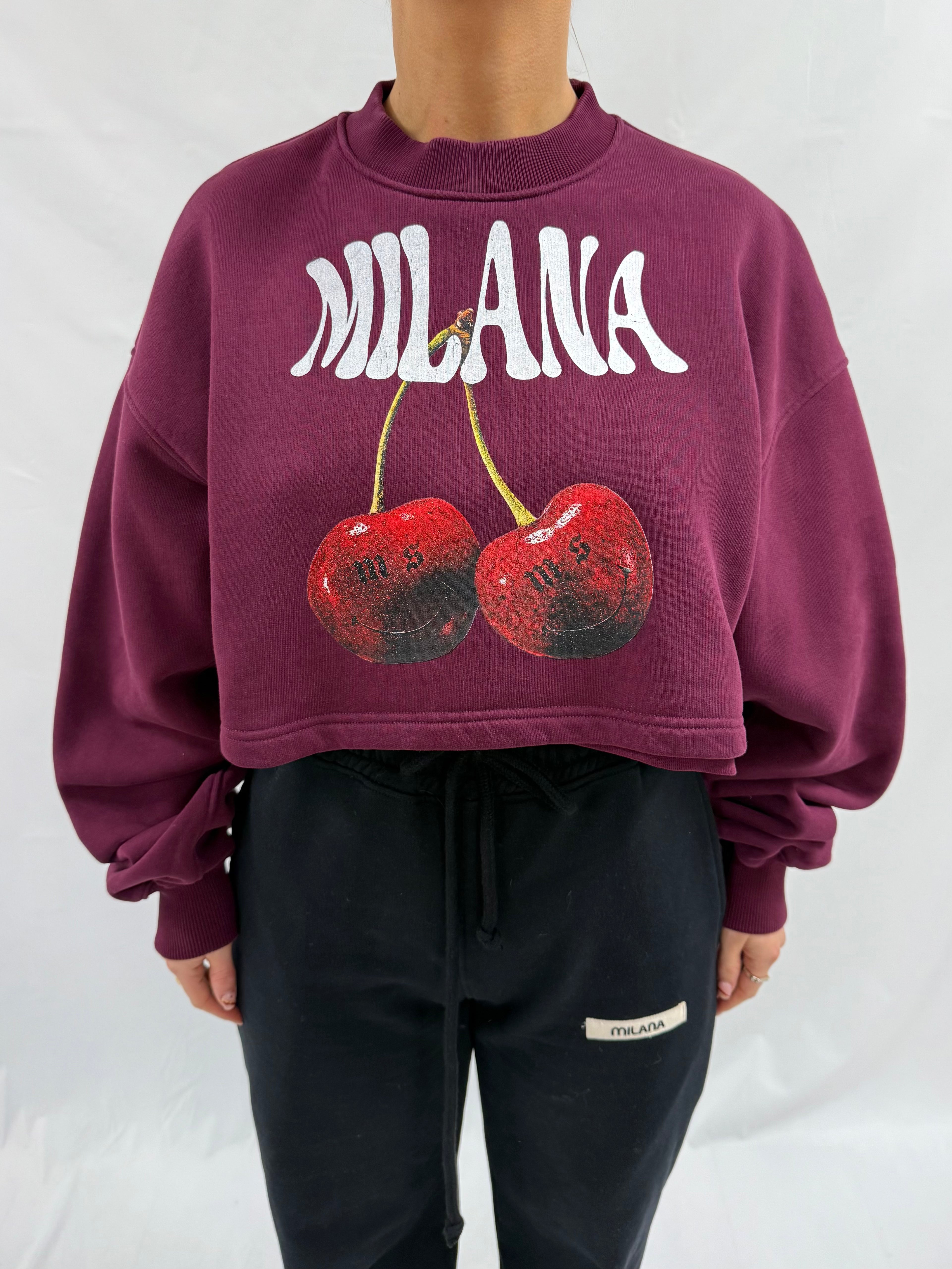 Deep Burgundy Cherry Heavyweight Cropped Sweatshirt.