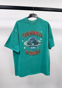 Washed Teal Planet Heavyweight T-shirt.