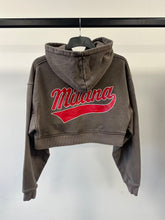Load image into Gallery viewer, Washed Brown Cropped Zip Hoodie.