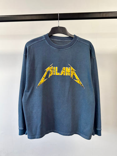 Washed Blue Graphic Heavyweight Long Sleeve T-shirt.