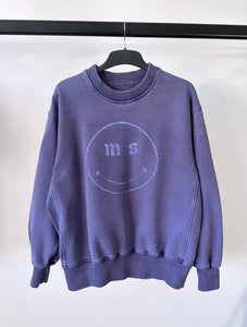 Washed Purple Smiley Heavyweight Sweatshirt.