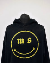 Load image into Gallery viewer, Black Smiley Heavyweight Knit Hoodie.