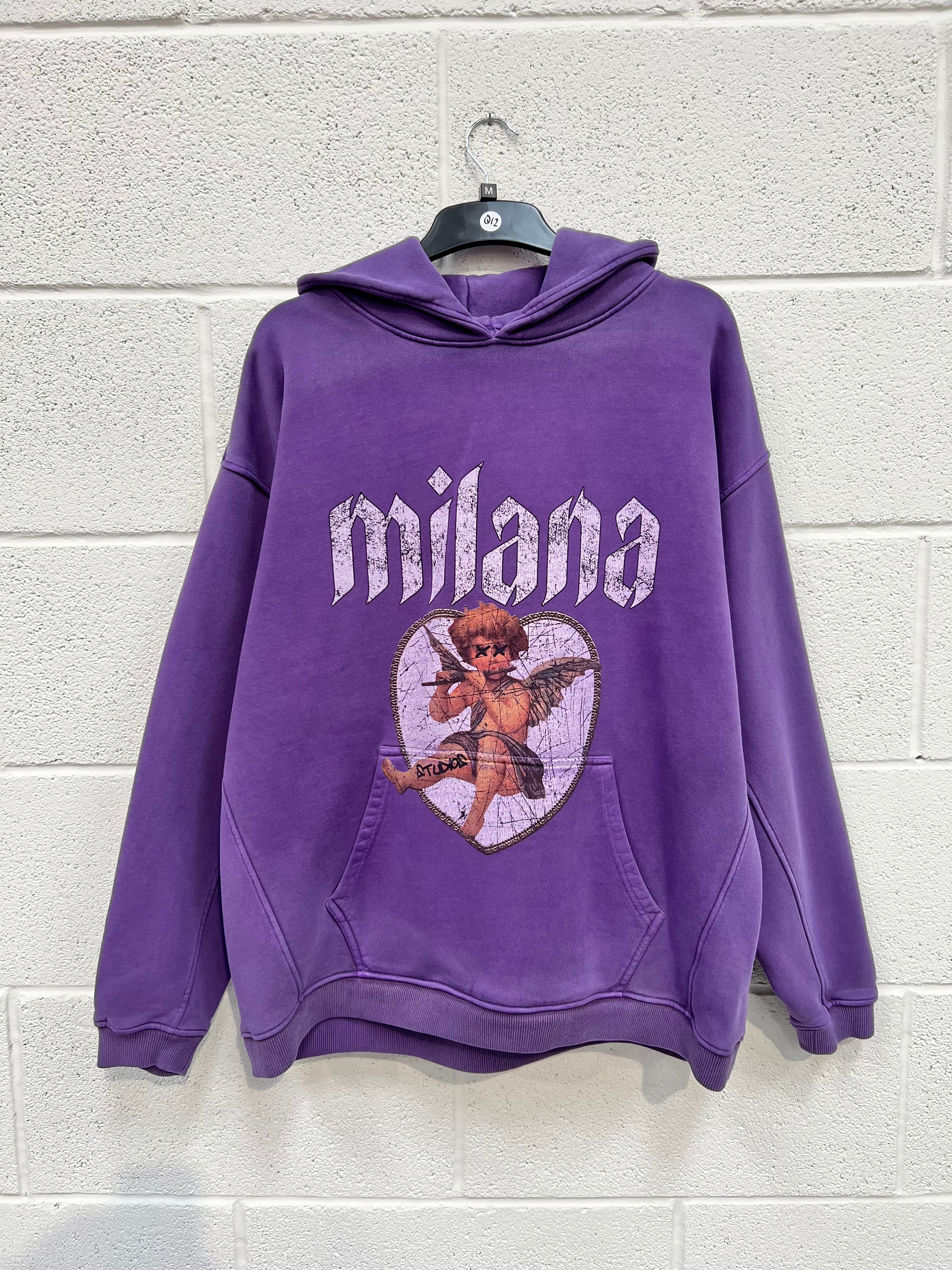 #Q12 Washed Purple Cherub Heavyweight Hoodie.