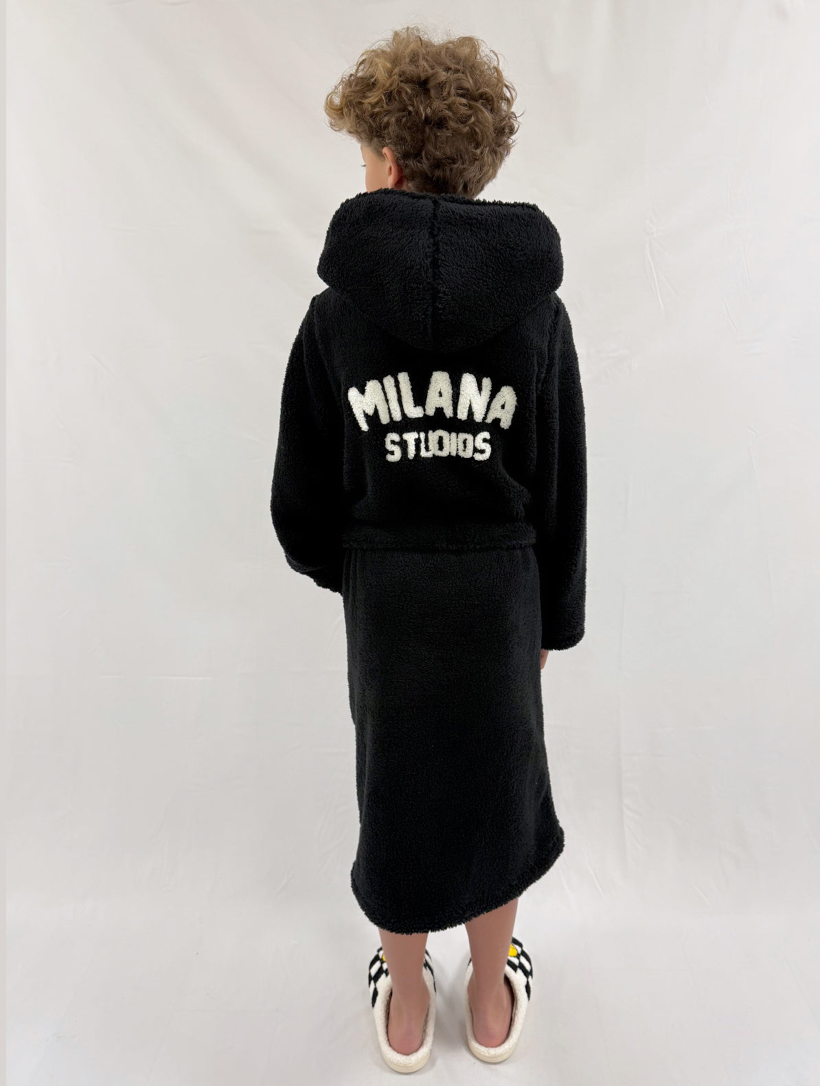 Kids Black Milana Dressing Gown.