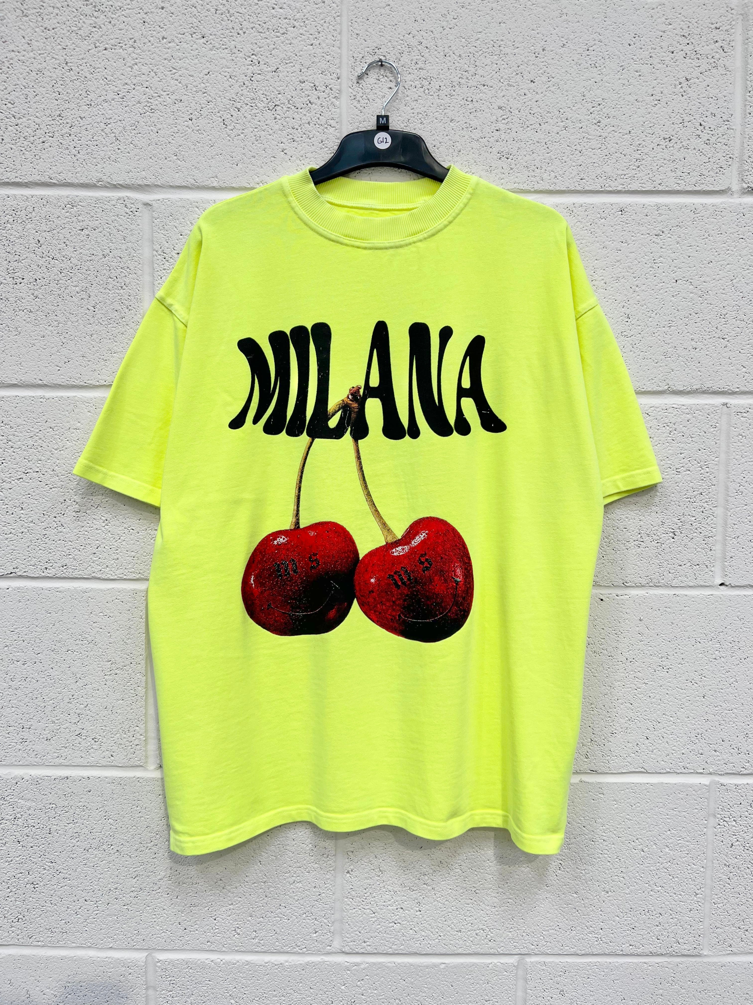 #G12 Washed Neon Yellow Cherry Heavyweight T-shirt.