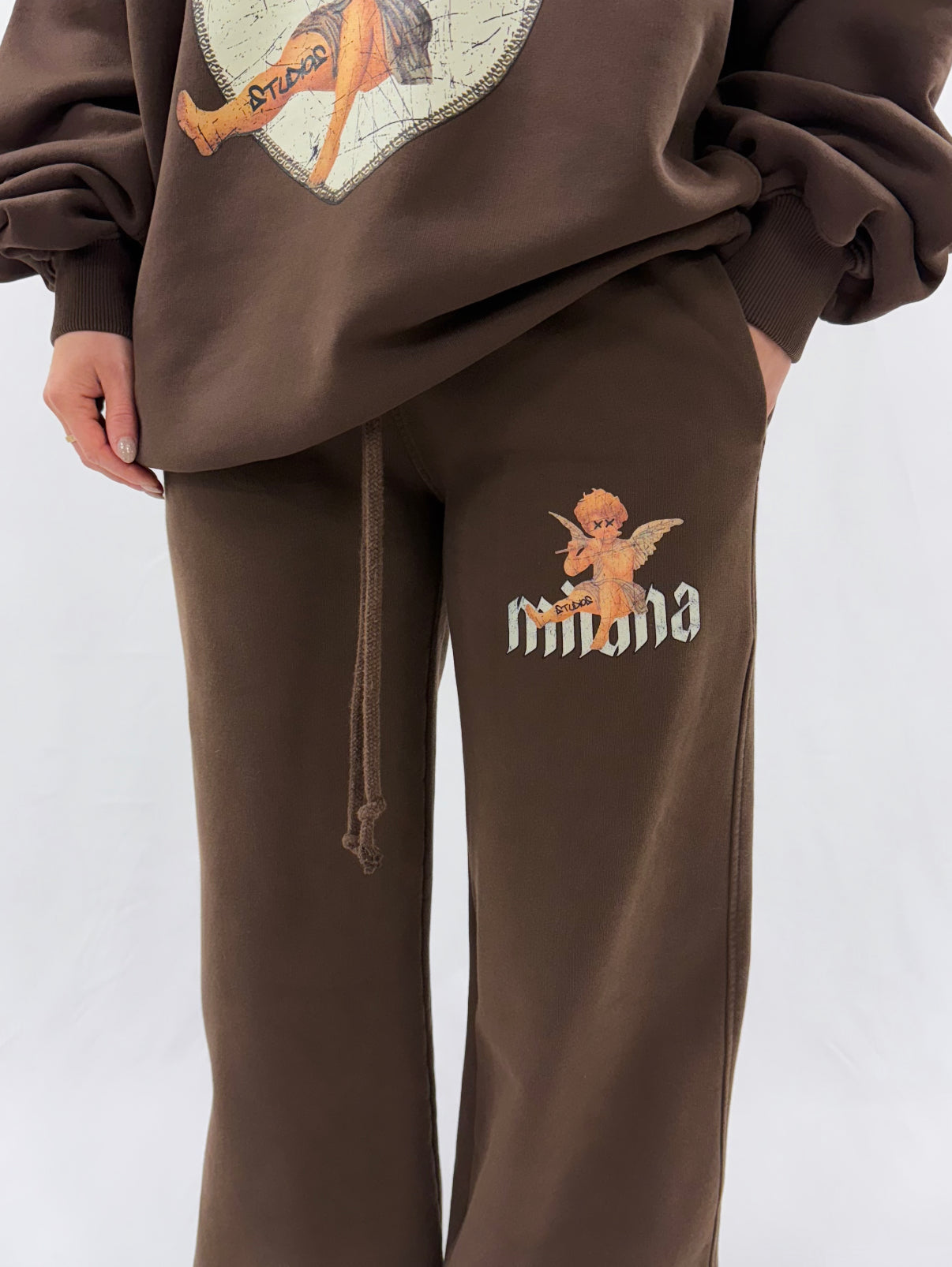 Washed Brown Cherub Wide Sweatpants.